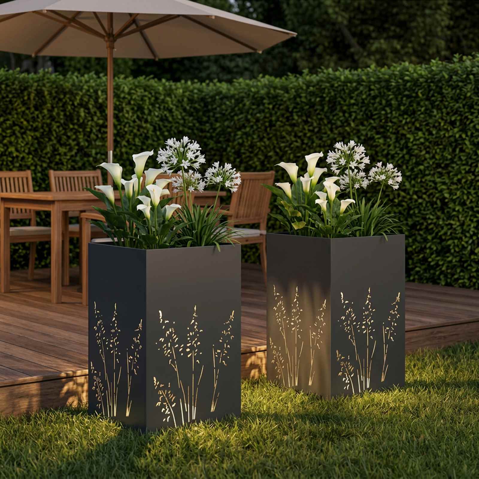 Vaso da giardino 2 pz Antracite 50 x 50 x 75 cm