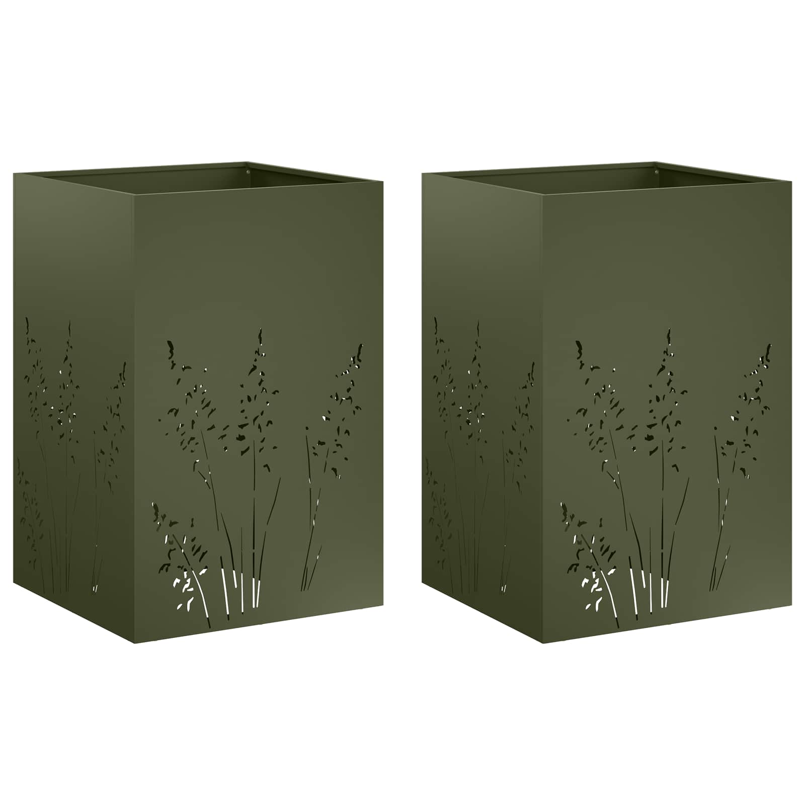 Vaso da giardino 2 pz Verde Oliva 50 x 50 x 75 cm