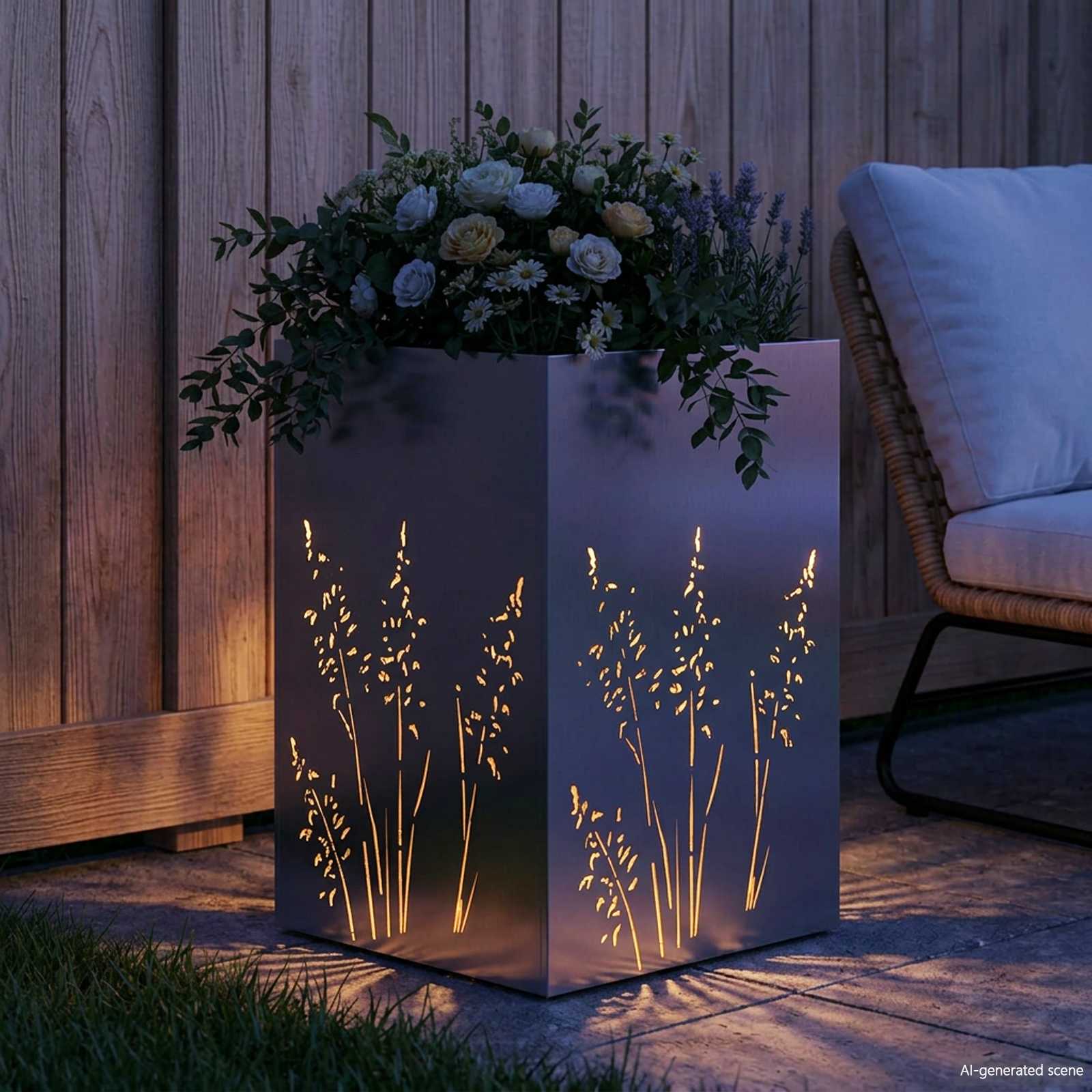 Vaso da giardino Argento 50 x 50 x 75 cm Acciaio Inox