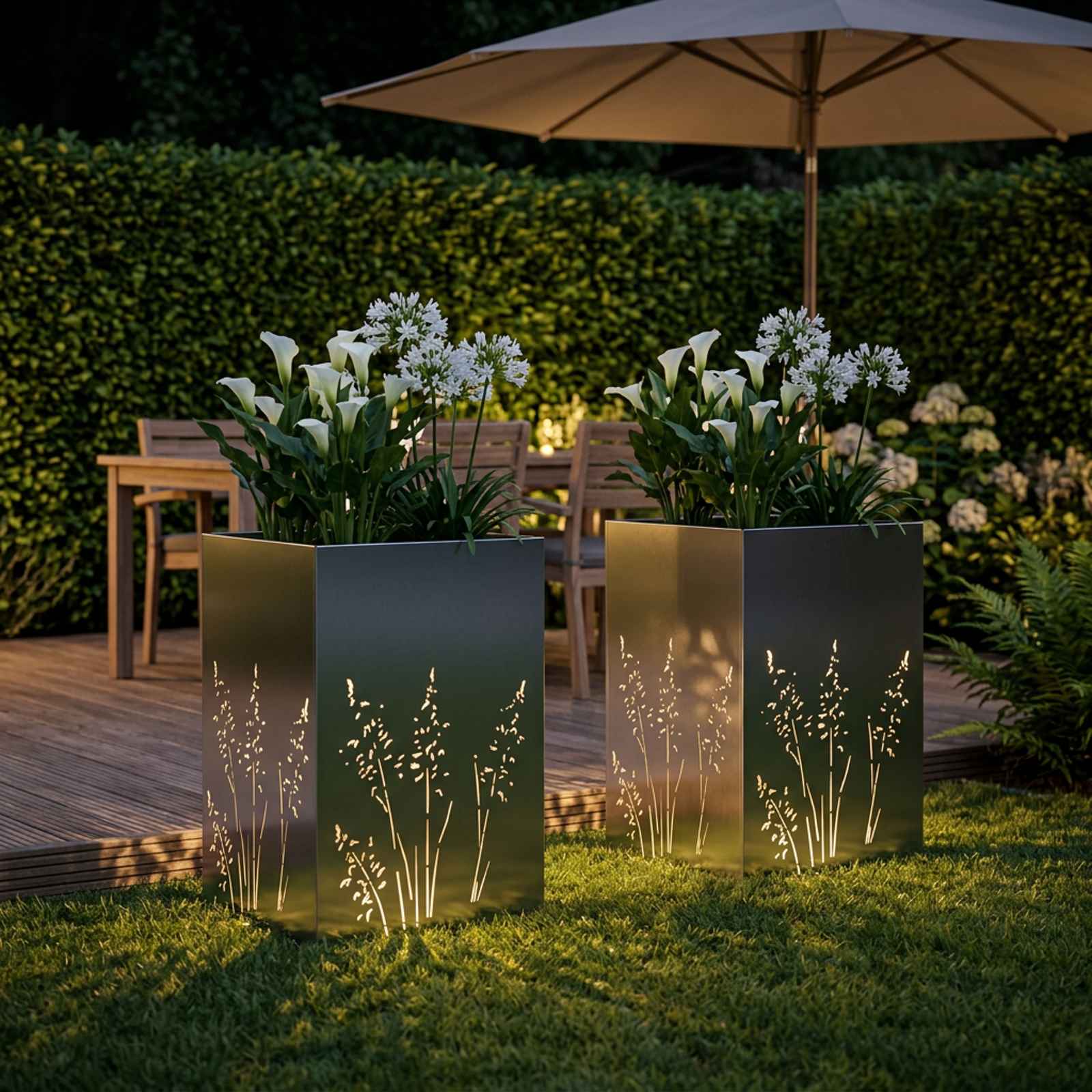 Vaso da giardino 2 pz Argento 50 x 50 x 75 cm Acciaio Inox