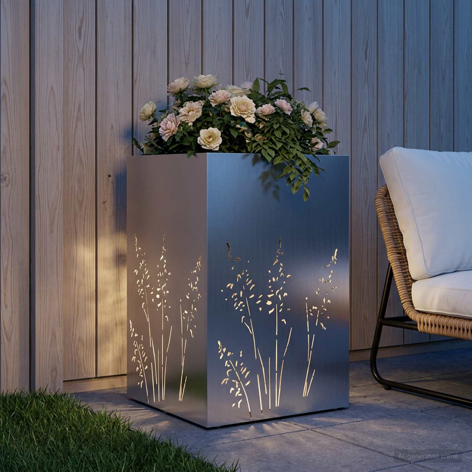 Vaso da giardino Argento 50 x 50 x 75 cm Acciaio zincato