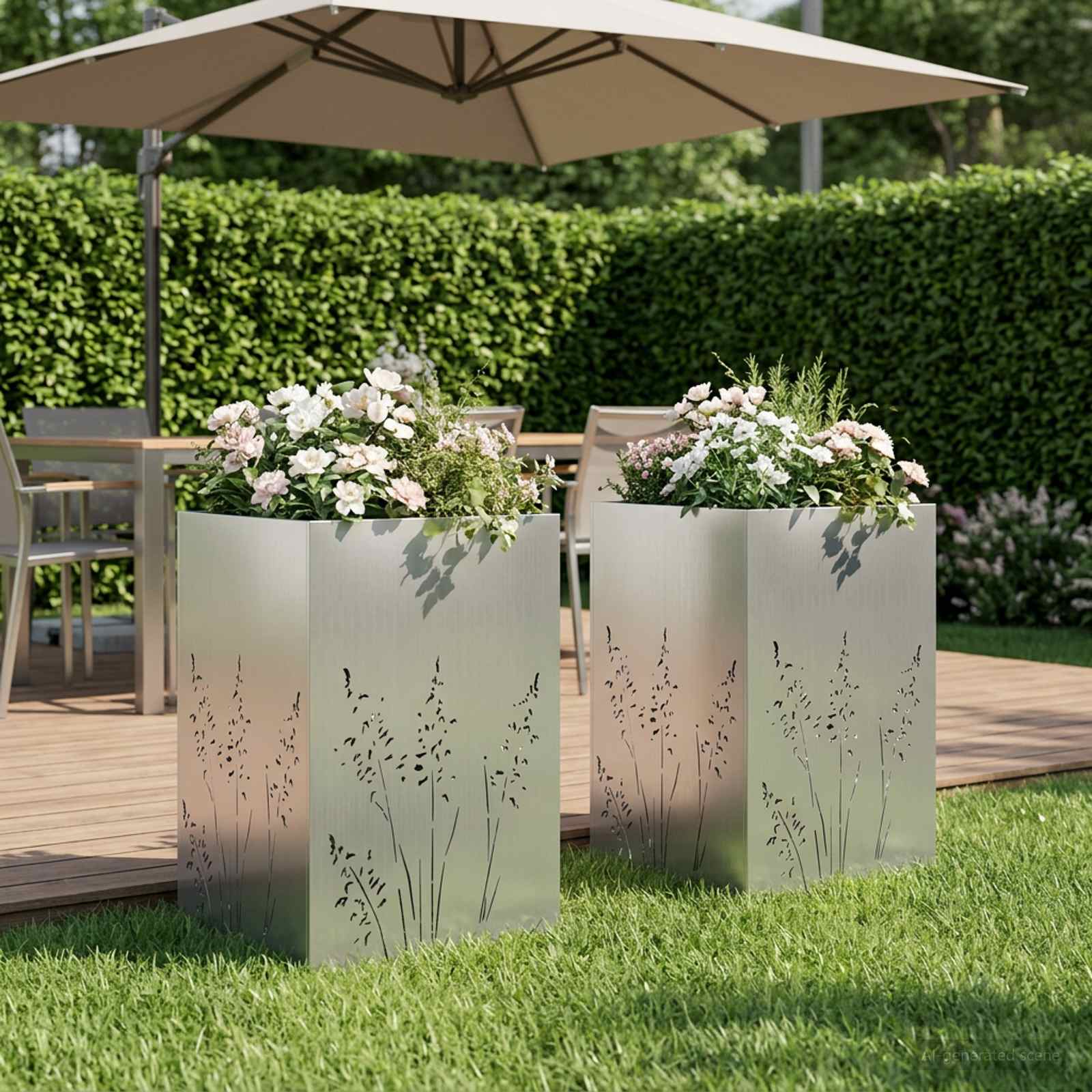 Vaso da giardino 2 pz Argento 50 x 50 x 75 cm Acciaio zincato