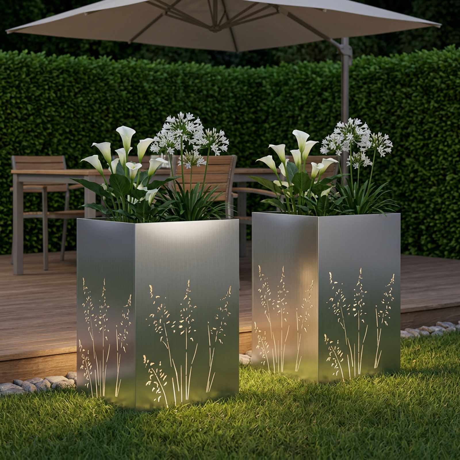Vaso da giardino 2 pz Argento 50 x 50 x 75 cm Acciaio zincato