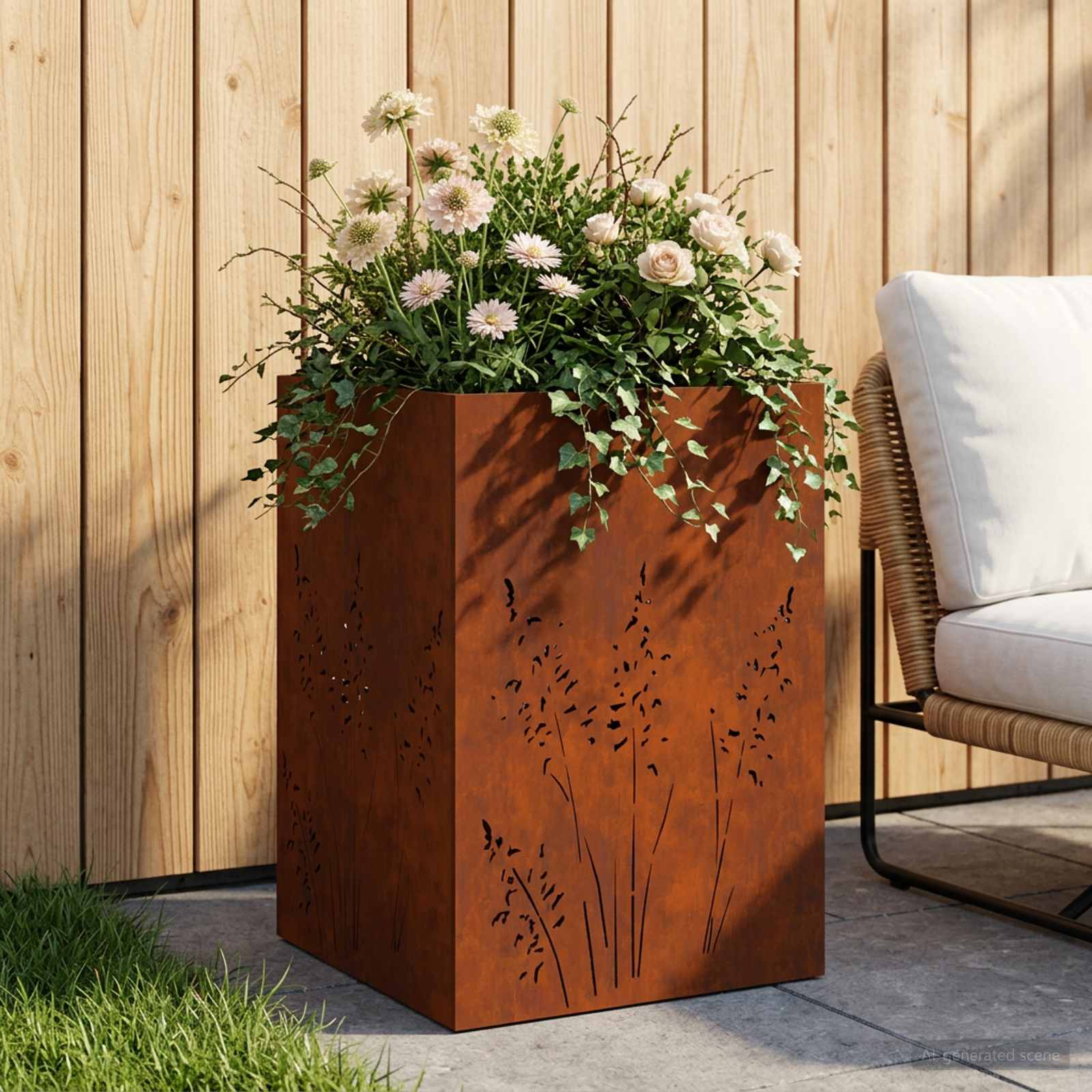 Vaso da giardino Ruggine 50 x 50 x 75 cm Acciaio Corten