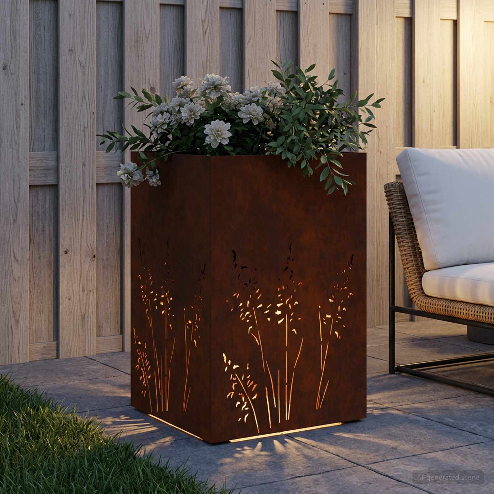 Vaso da giardino Ruggine 50 x 50 x 75 cm Acciaio Corten