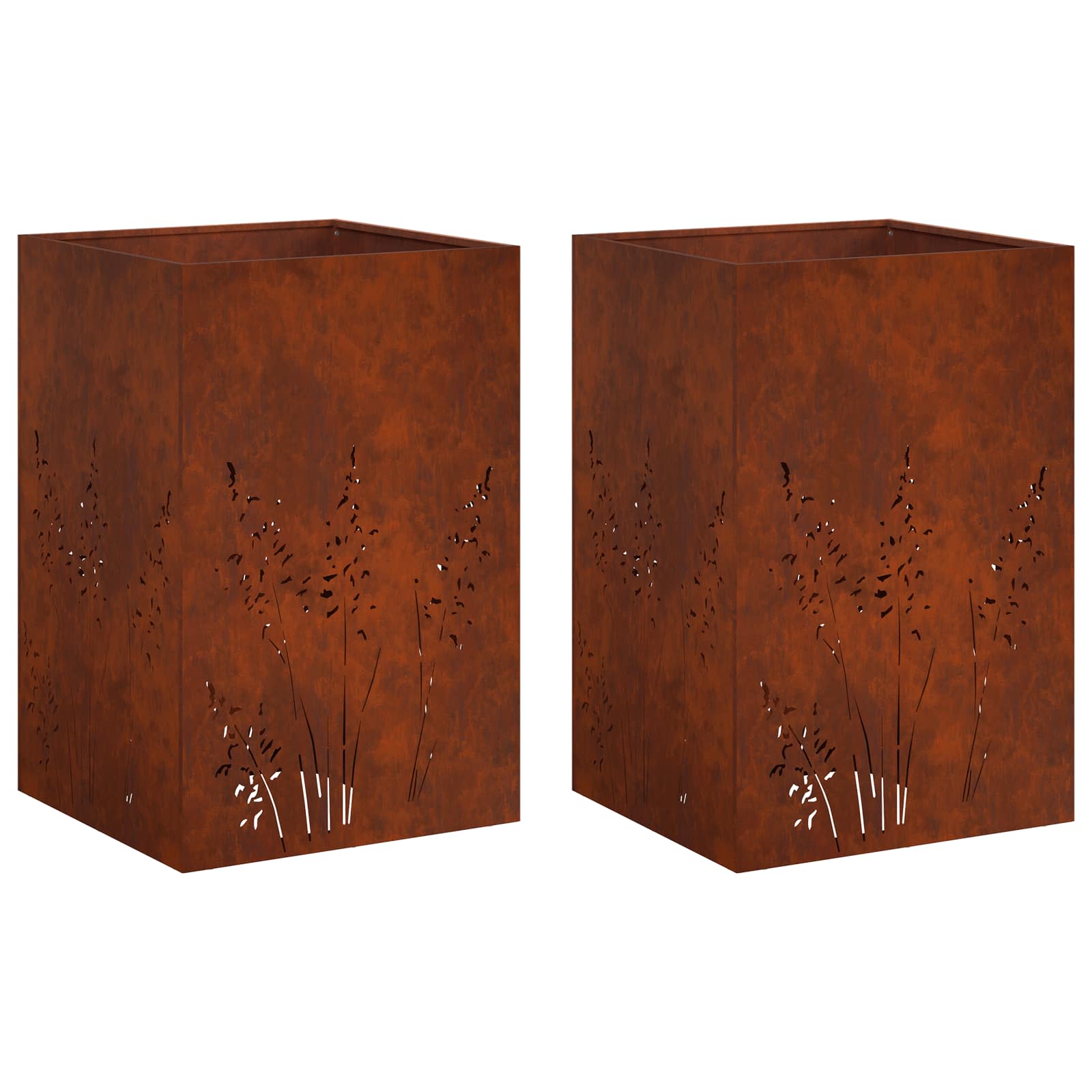 Vaso da giardino 2 pz Ruggine 50 x 50 x 75 cm Acciaio Corten