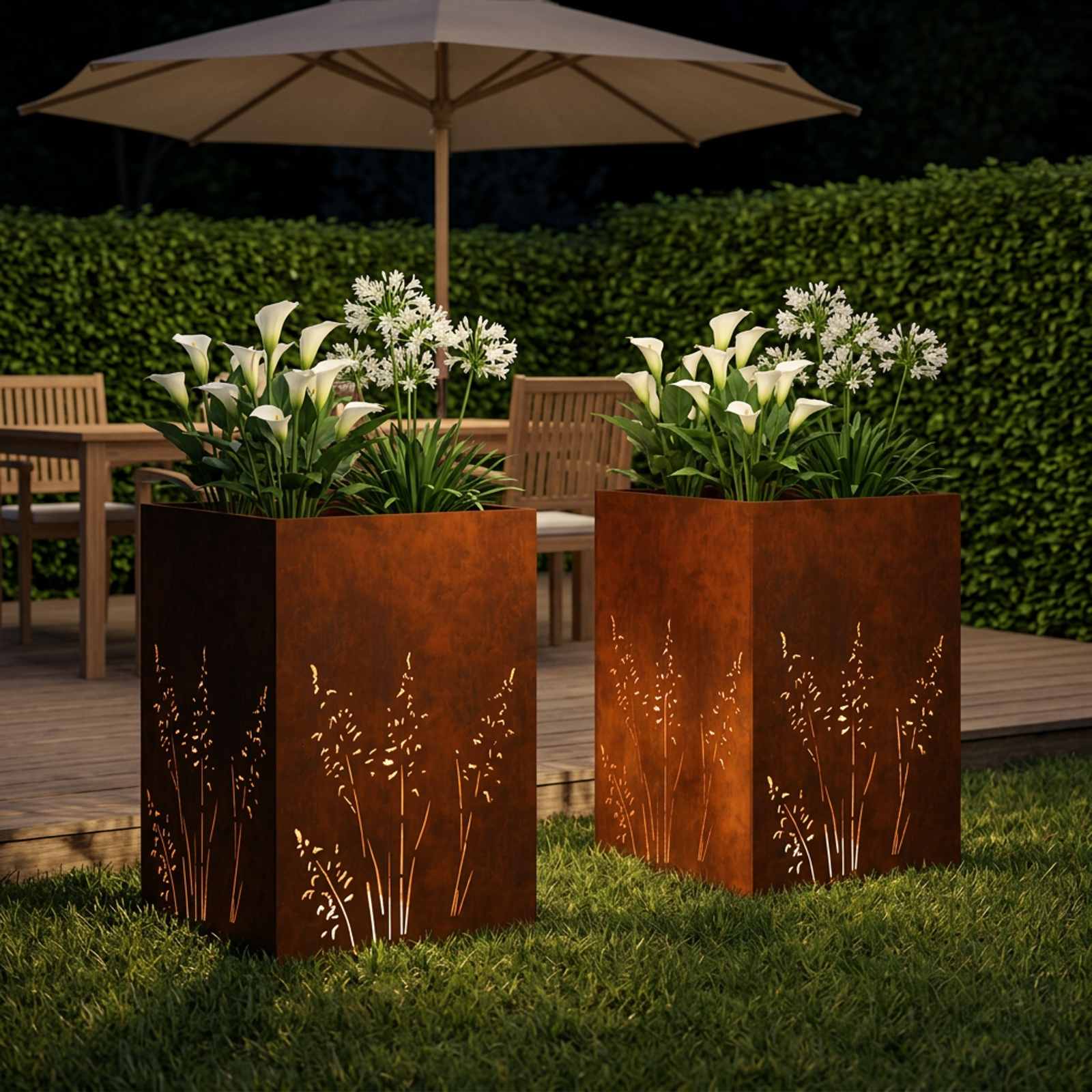 Vaso da giardino 2 pz Ruggine 50 x 50 x 75 cm Acciaio Corten