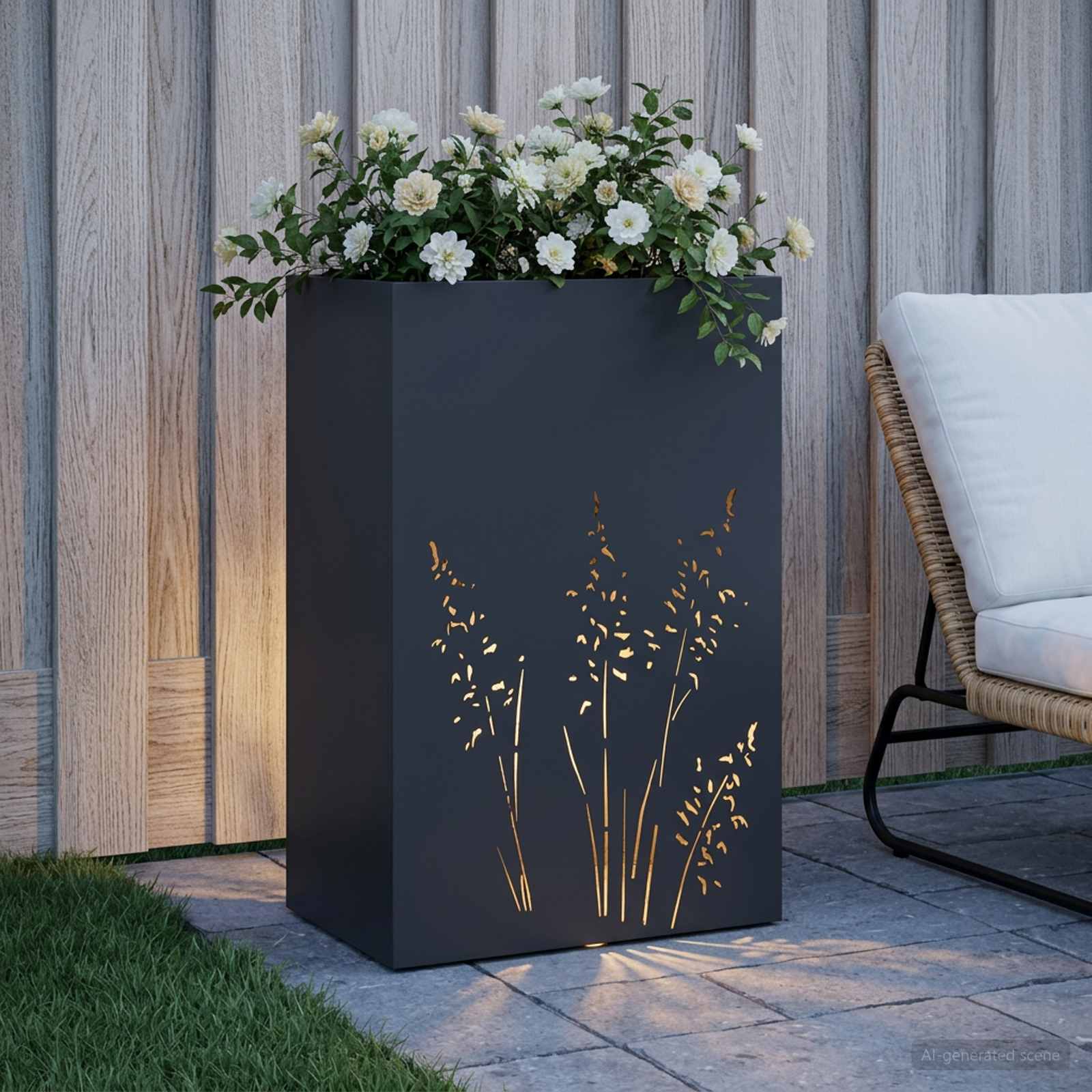 Vaso da giardino Nero 50 x 30 x 75 cm Acciaio laminato a freddo