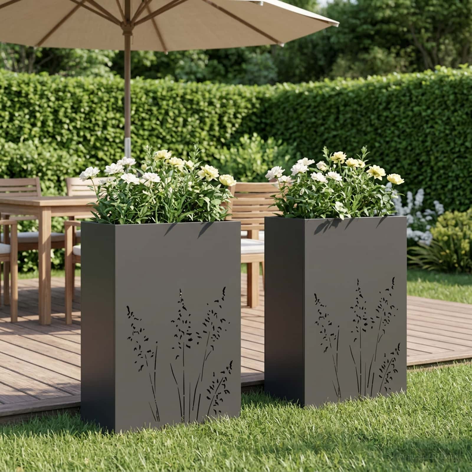 Vaso da giardino 2 pz Nero 50 x 30 x 75 cm