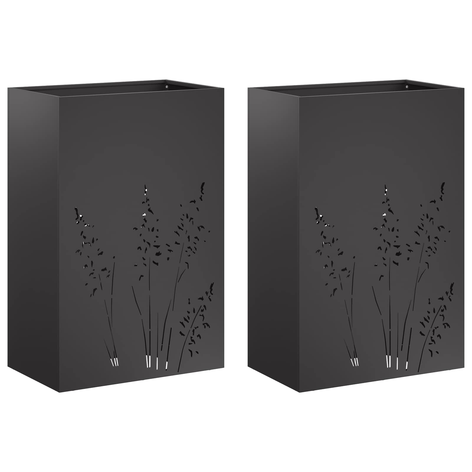 Vaso da giardino 2 pz Nero 50 x 30 x 75 cm