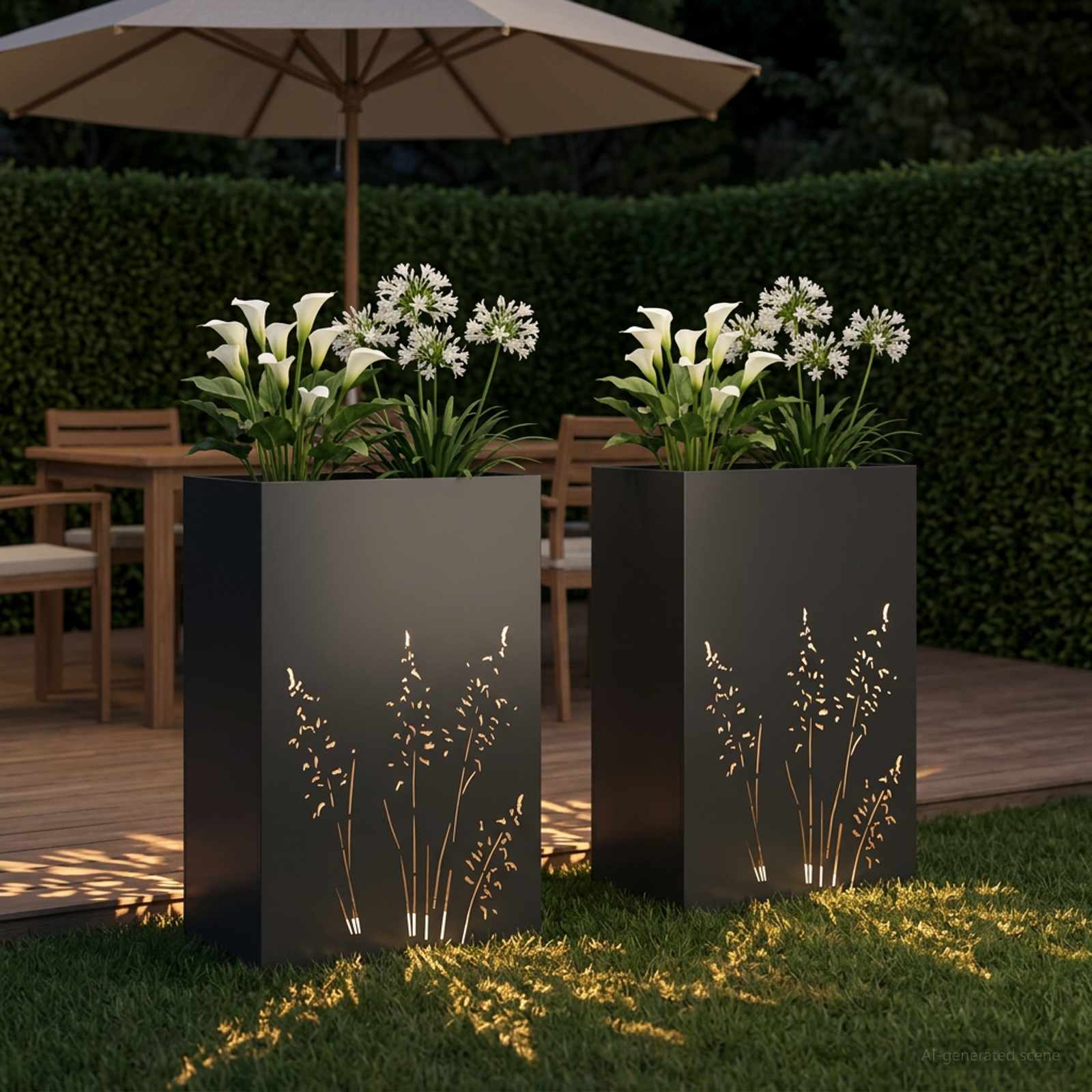 Vaso da giardino 2 pz Nero 50 x 30 x 75 cm