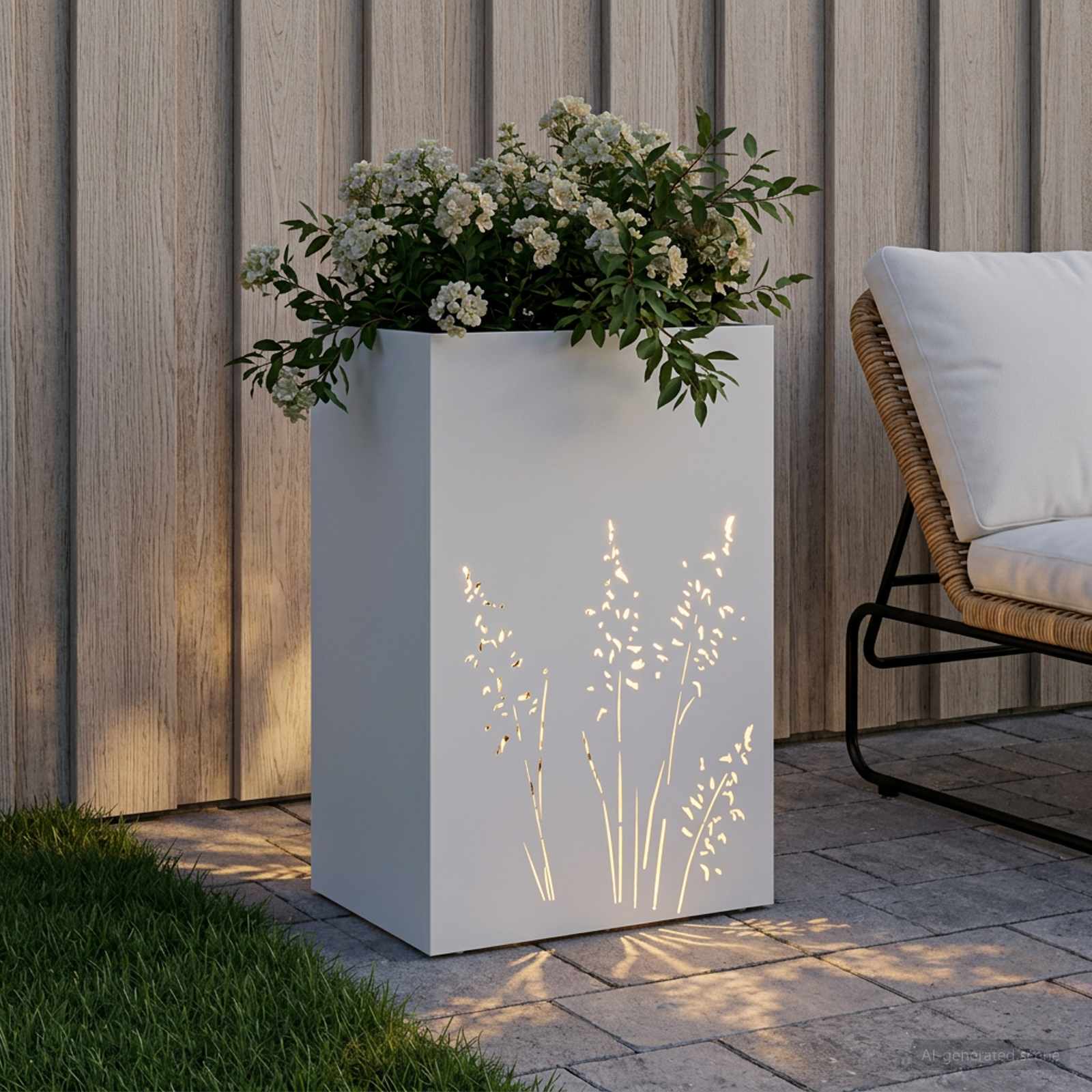 Vaso da giardino Bianco 50 x 30 x 75 cm
