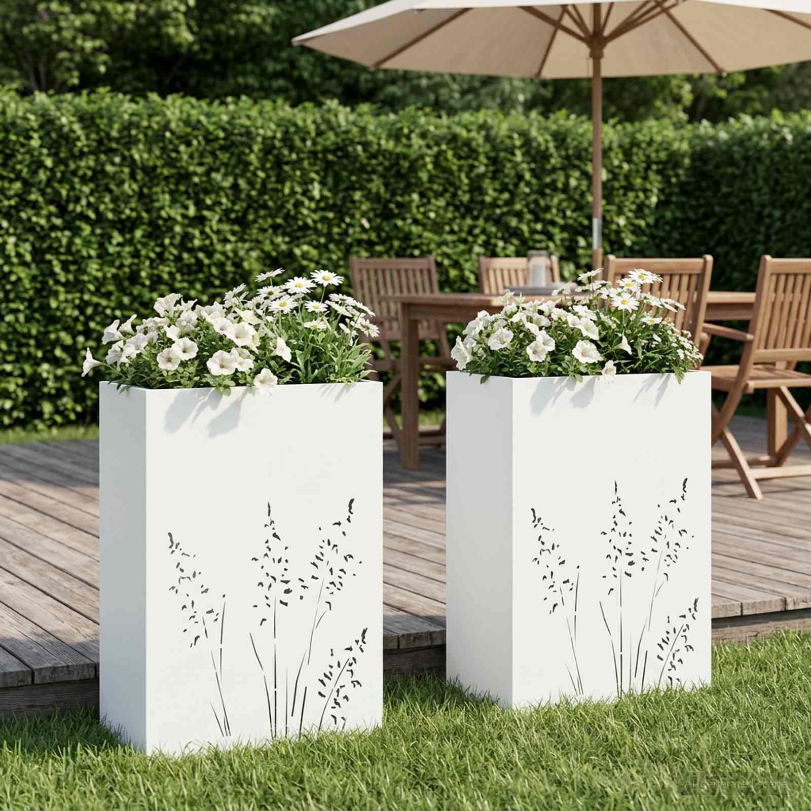 Vaso da giardino 2 pz Bianco 50 x 30 x 75 cm