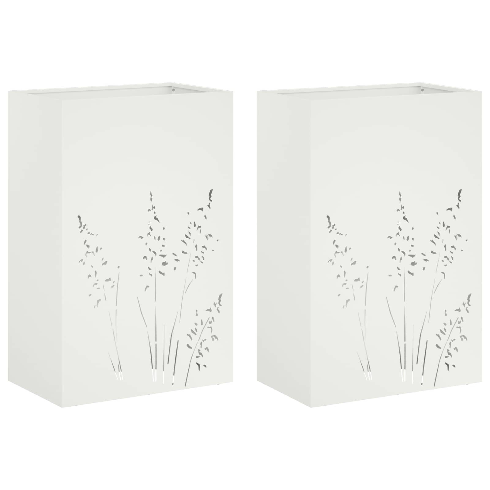 Vaso da giardino 2 pz Bianco 50 x 30 x 75 cm