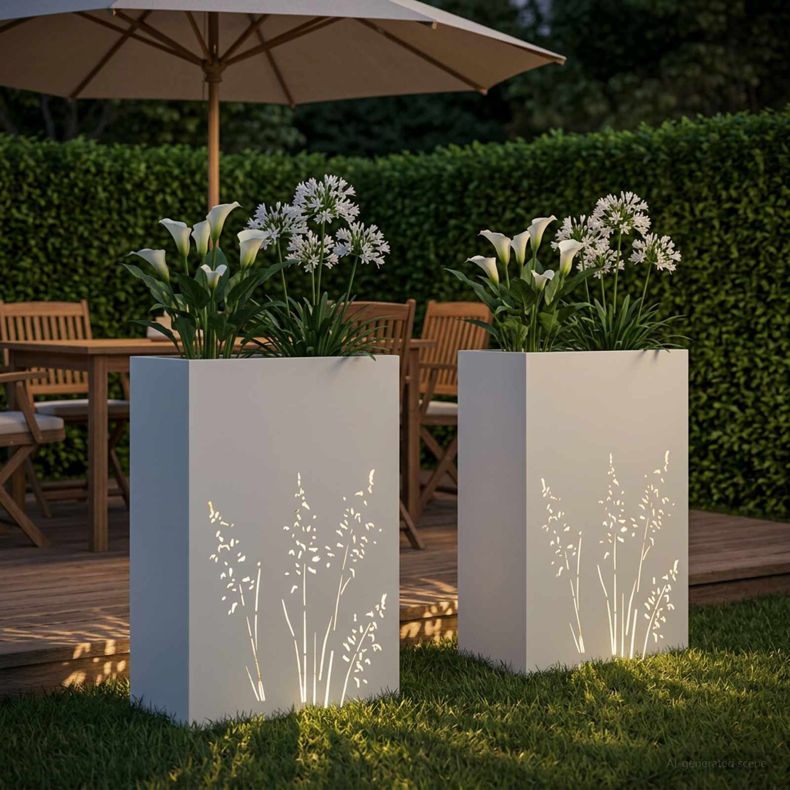 Vaso da giardino 2 pz Bianco 50 x 30 x 75 cm