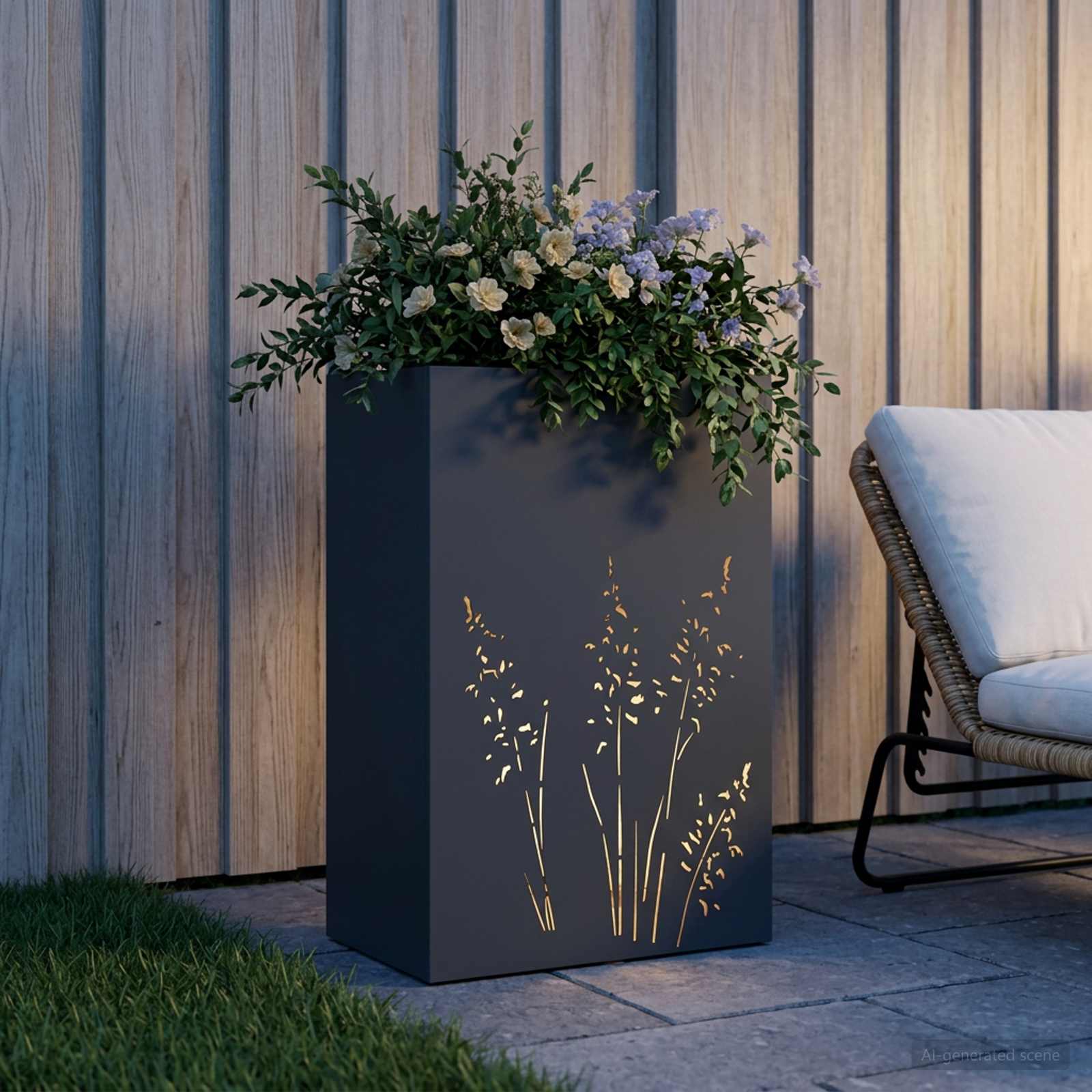Vaso da giardino Antracite 50 x 30 x 75 cm
