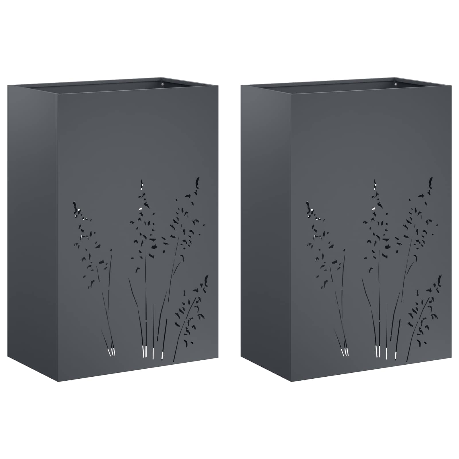 Vaso da giardino 2 pz Antracite 50 x 30 x 75 cm