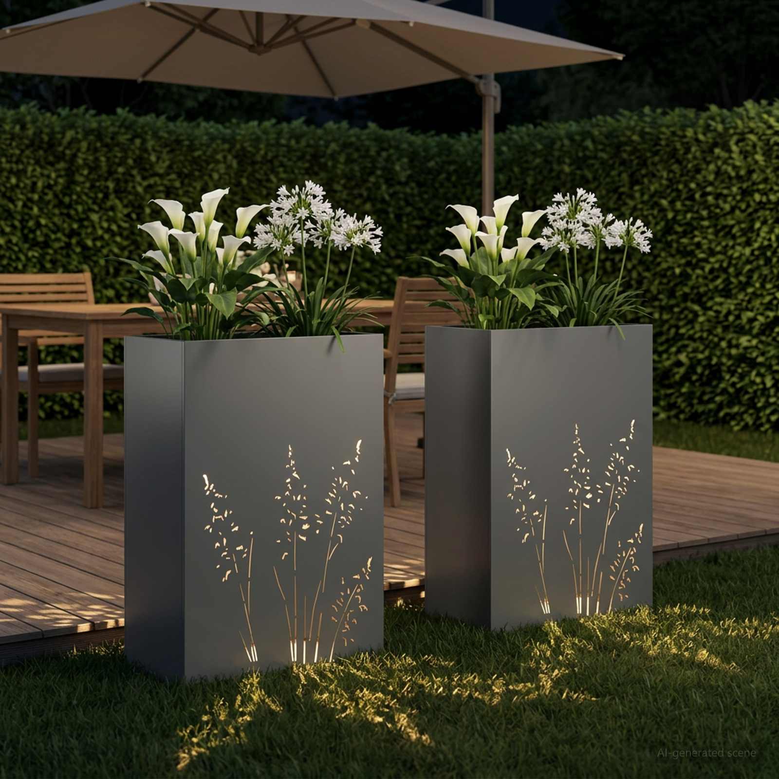 Vaso da giardino 2 pz Antracite 50 x 30 x 75 cm