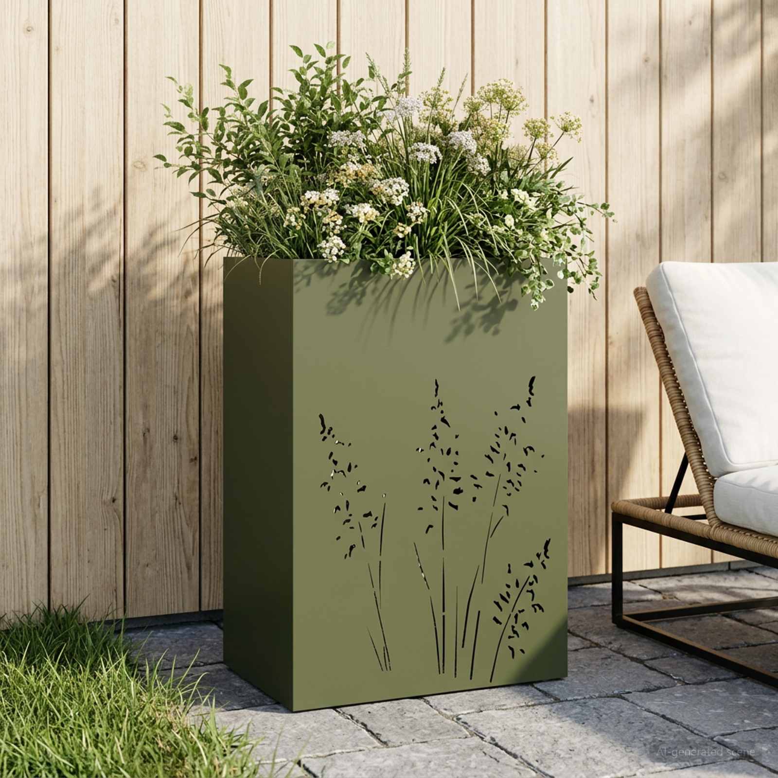Vaso da giardino Verde Oliva 50 x 30 x 75 cm