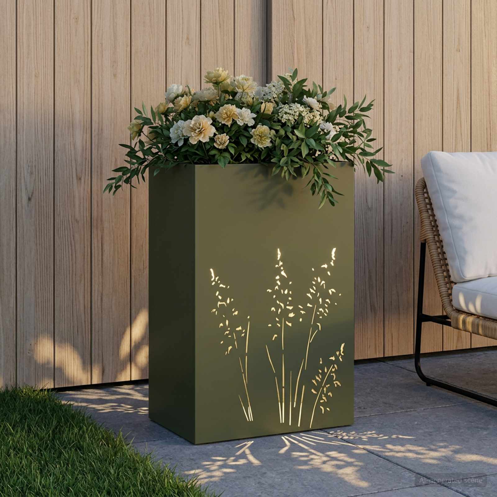 Vaso da giardino Verde Oliva 50 x 30 x 75 cm