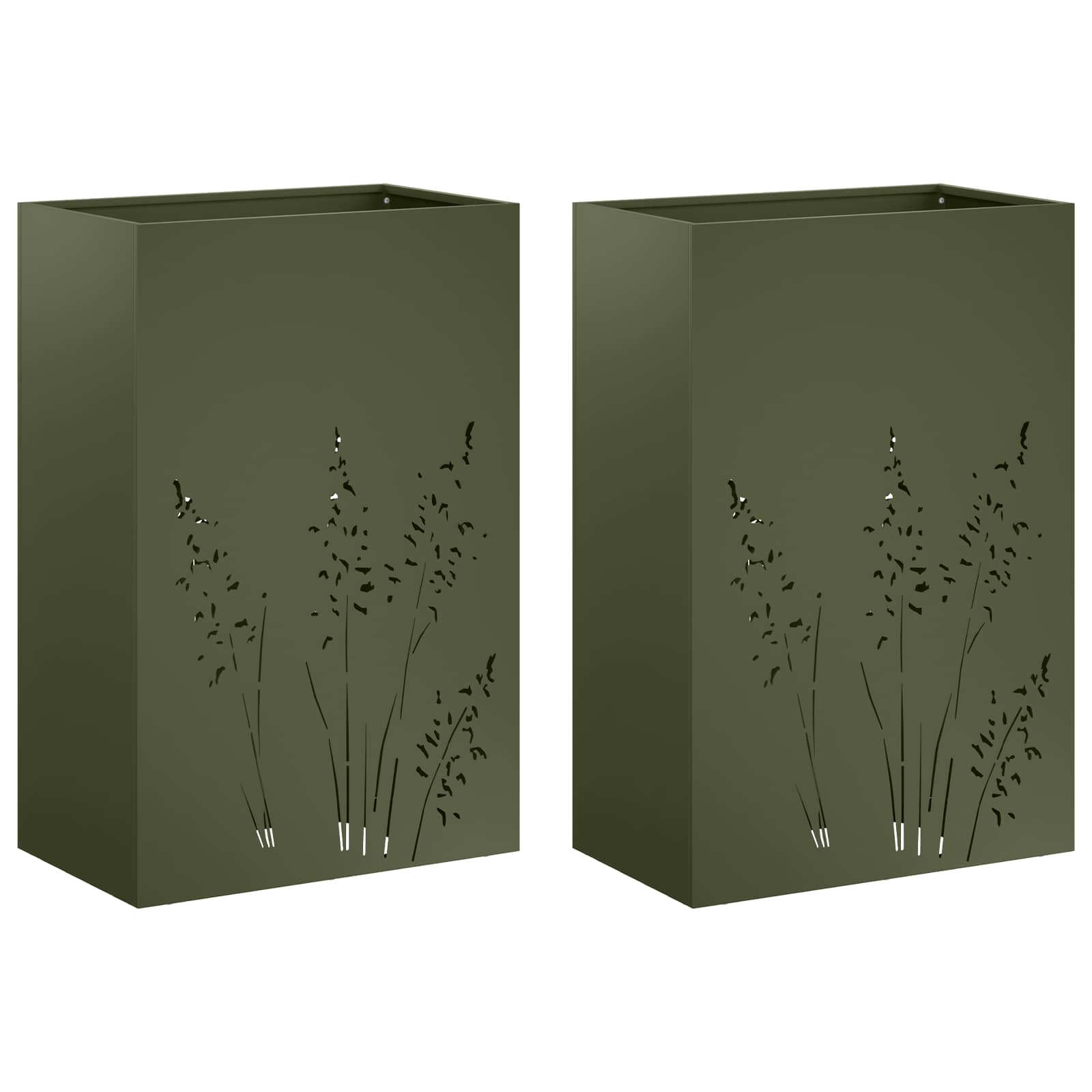 Vaso da giardino 2 pz Verde Oliva 50 x 30 x 75 cm