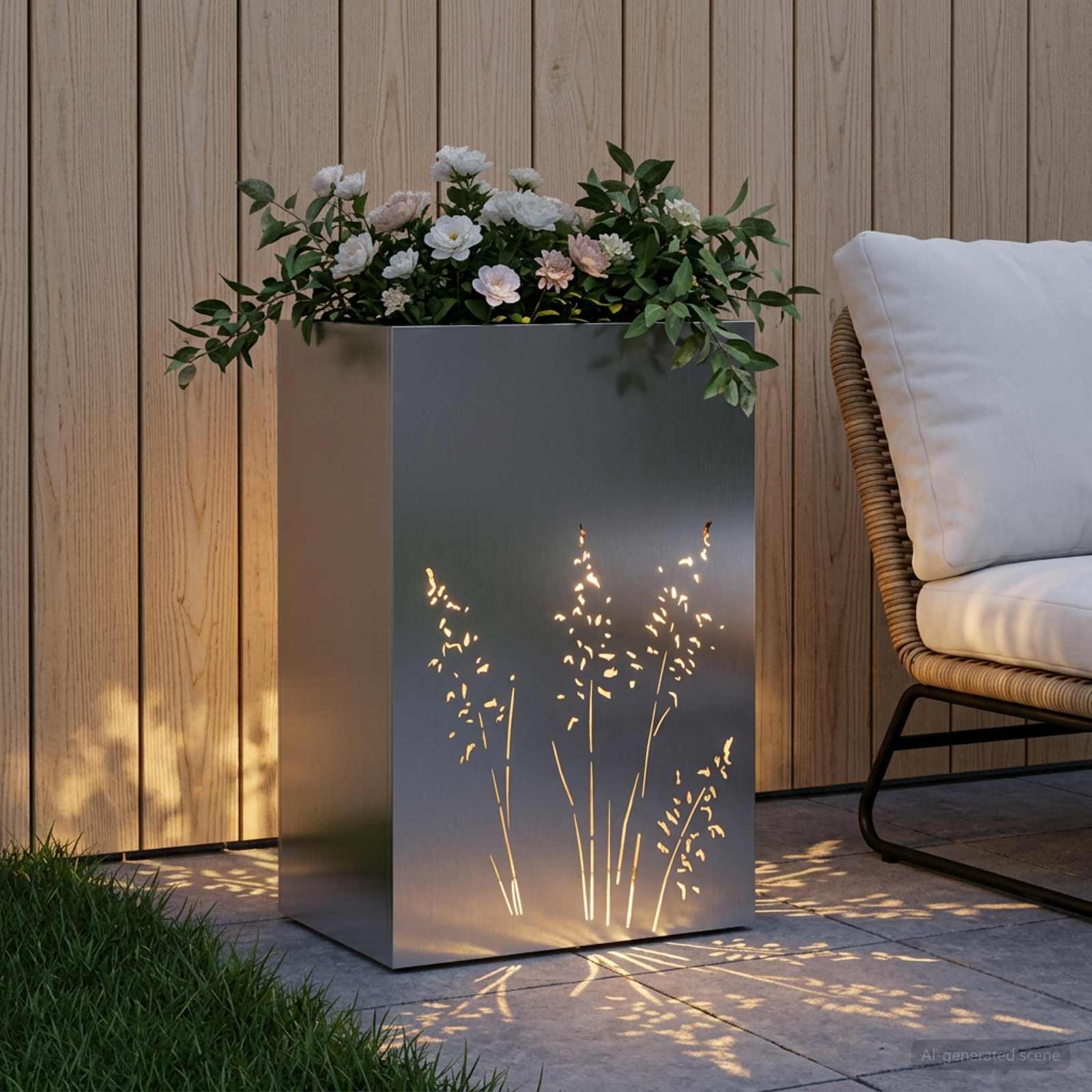 Vaso da giardino Argento 50 x 30 x 75 cm Acciaio Inox