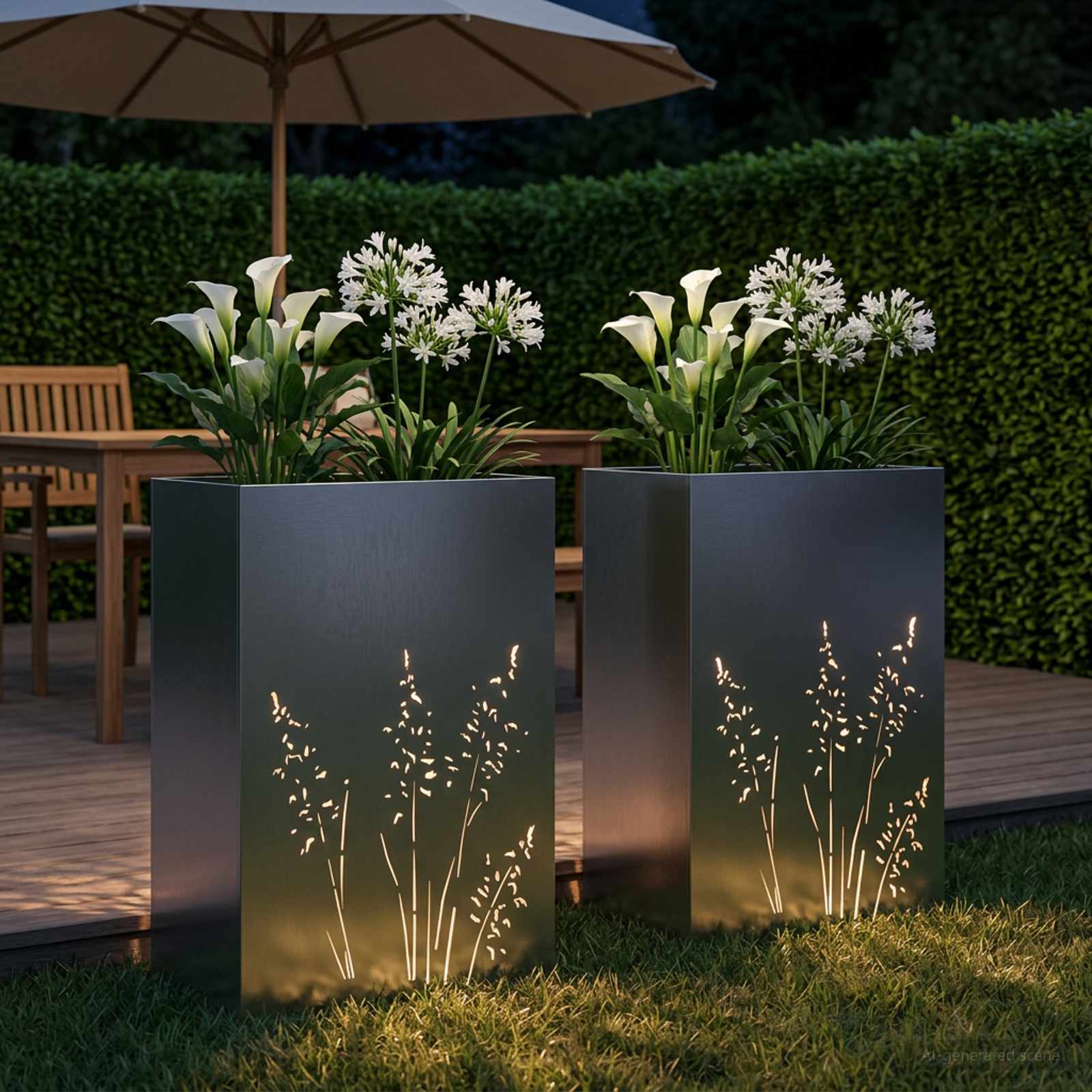 Vaso da giardino 2 pz Argento 50 x 30 x 75 cm Acciaio Inox