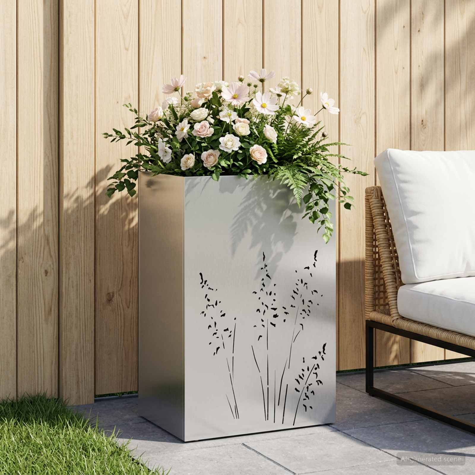 Vaso da giardino Argento 50 x 30 x 75 cm Acciaio zincato