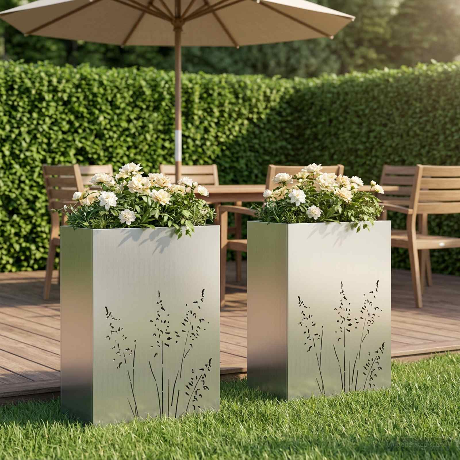Vaso da giardino 2 pz Argento 50 x 30 x 75 cm Acciaio zincato