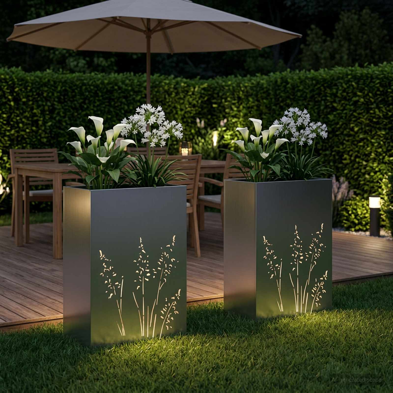 Vaso da giardino 2 pz Argento 50 x 30 x 75 cm Acciaio zincato