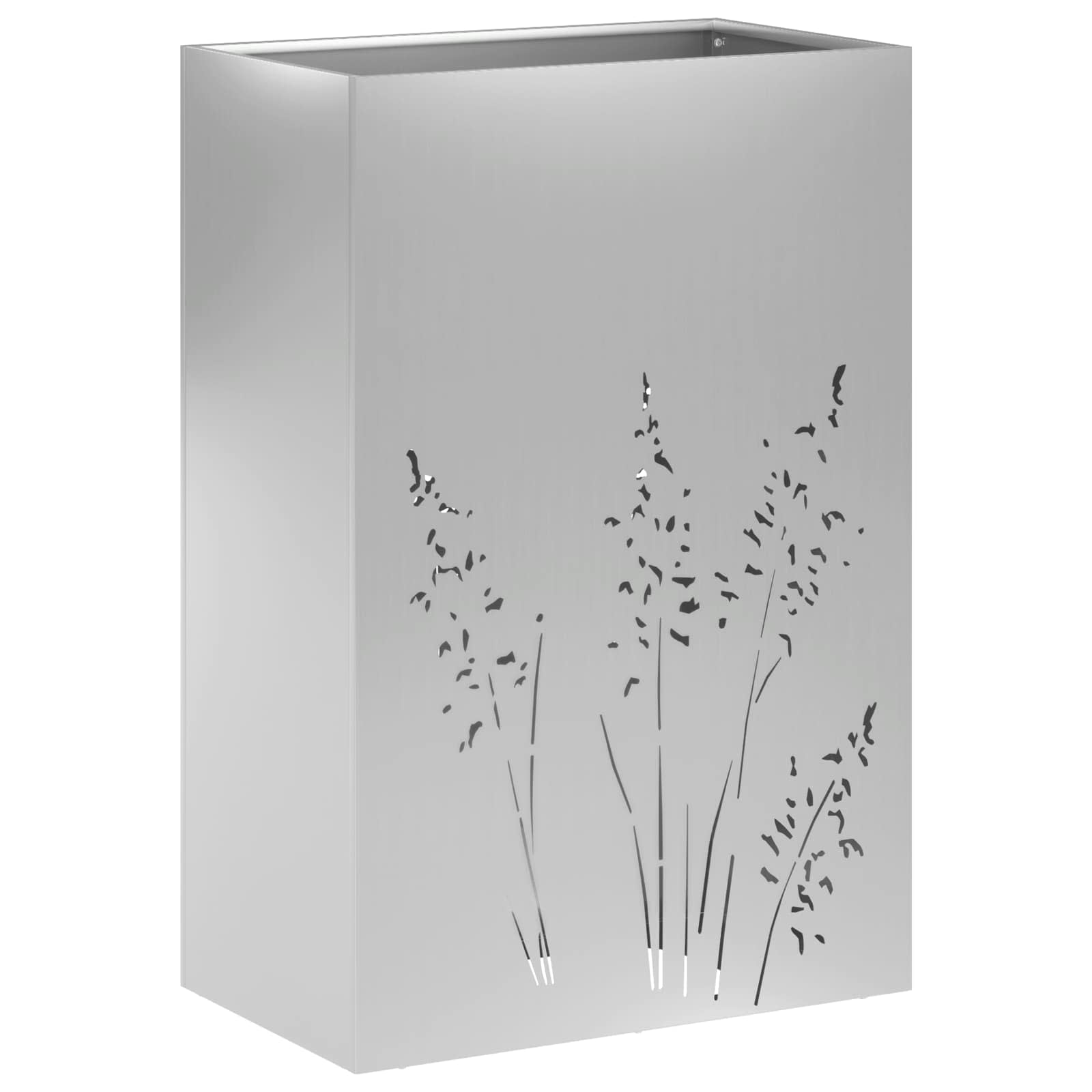 Vaso da giardino 2 pz Argento 50 x 30 x 75 cm Acciaio zincato