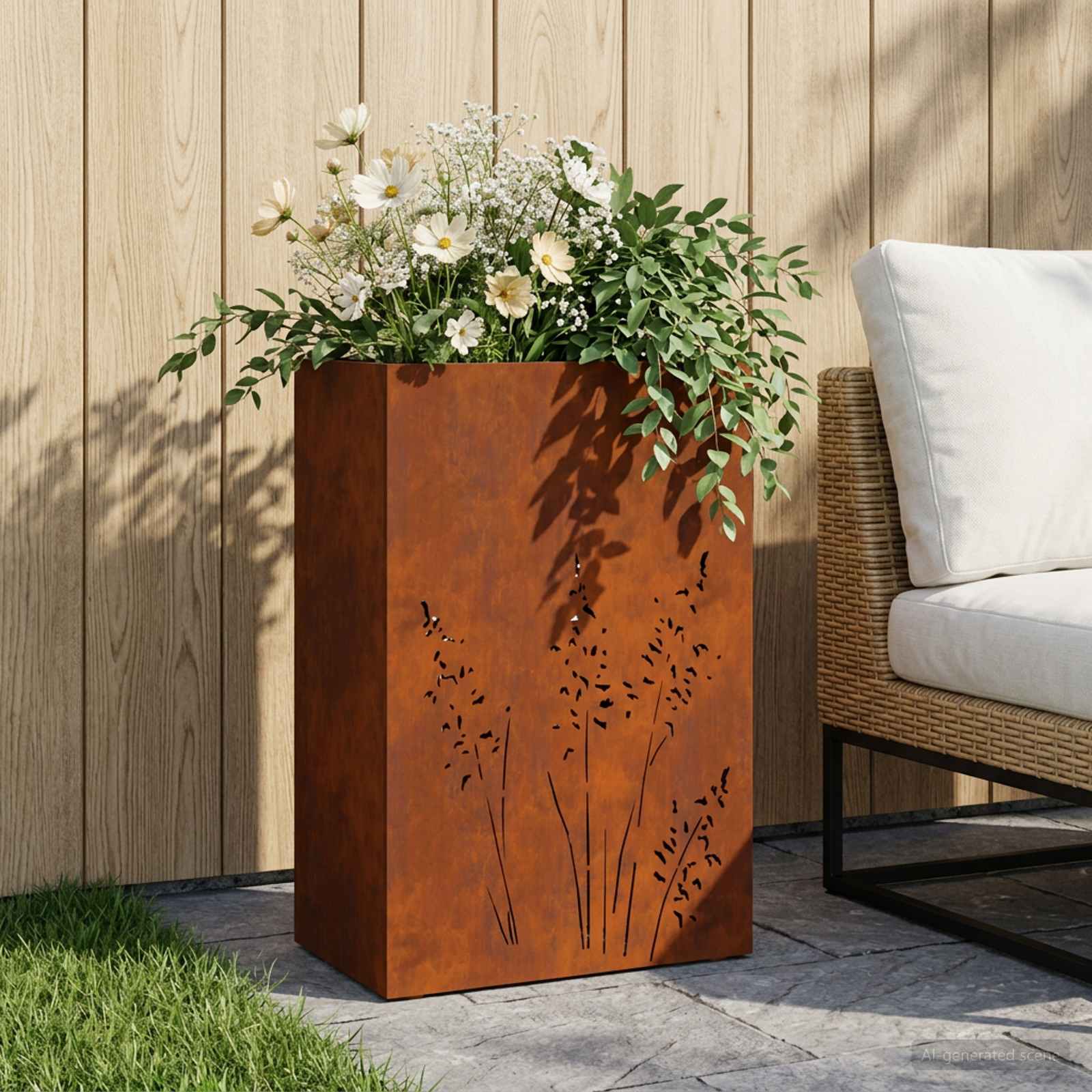 Vaso da giardino Ruggine 50 x 30 x 75 cm Acciaio Corten
