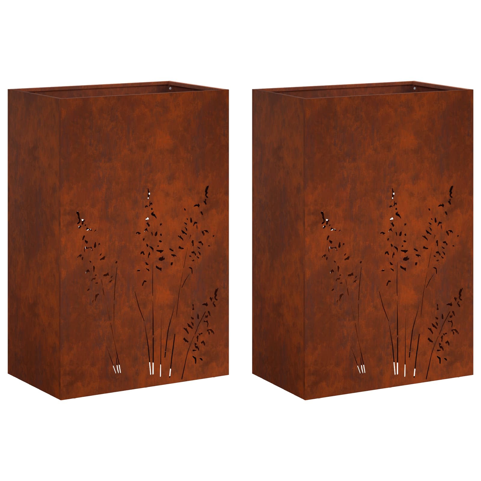 Vaso da giardino 2 pz Ruggine 50 x 30 x 75 cm Acciaio Corten