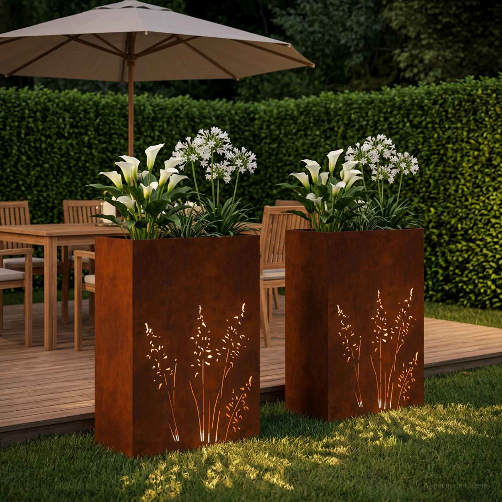 Vaso da giardino 2 pz Ruggine 50 x 30 x 75 cm Acciaio Corten