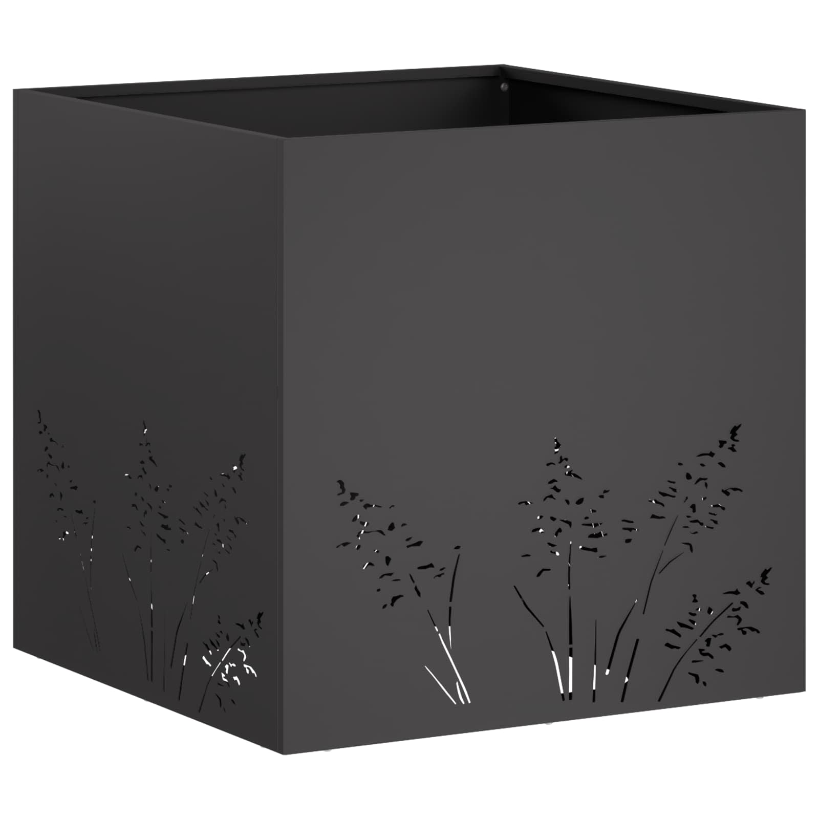 Vaso da giardino Nero 50 x 50 x 49 cm Acciaio laminato a freddo