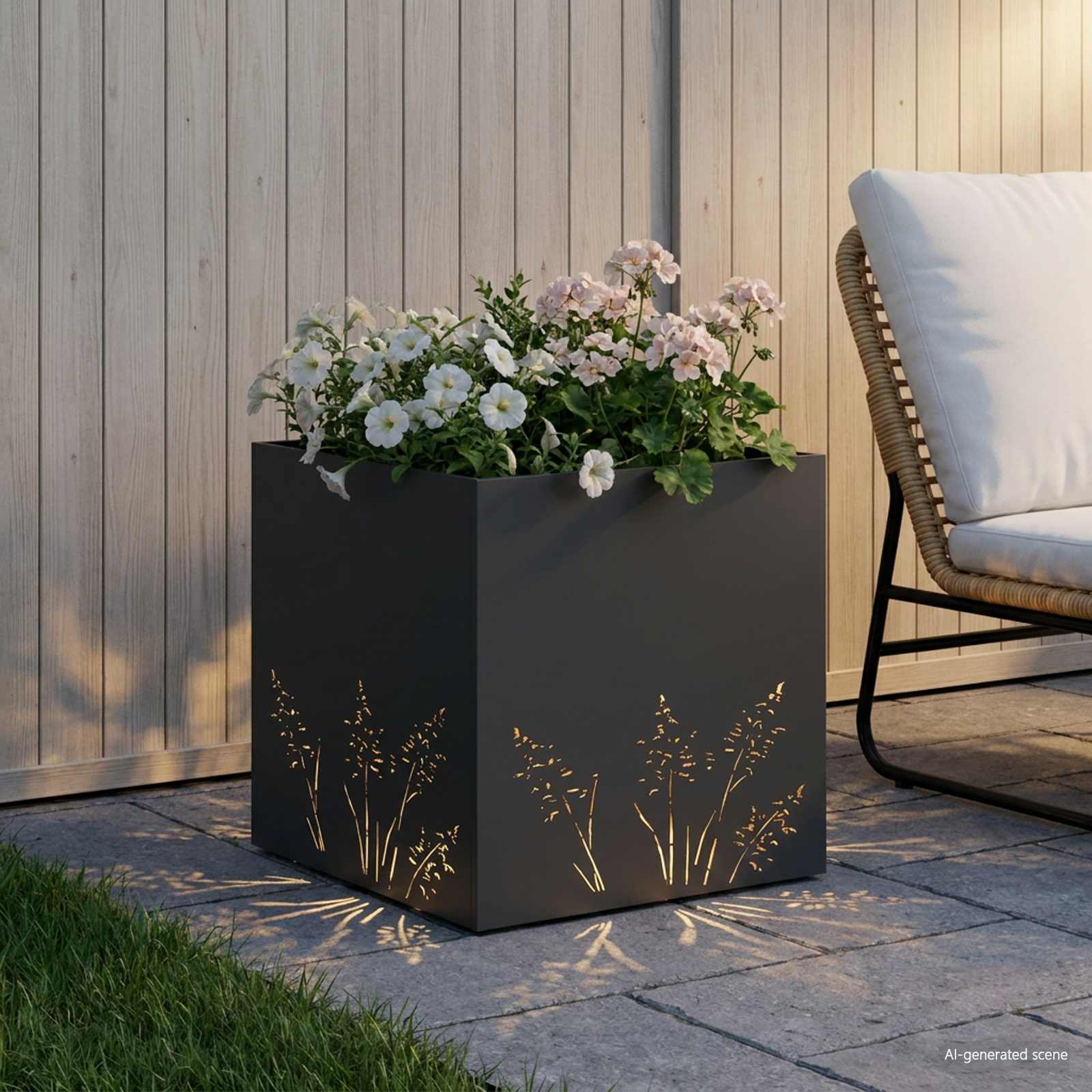 Vaso da giardino Nero 50 x 50 x 49 cm Acciaio laminato a freddo