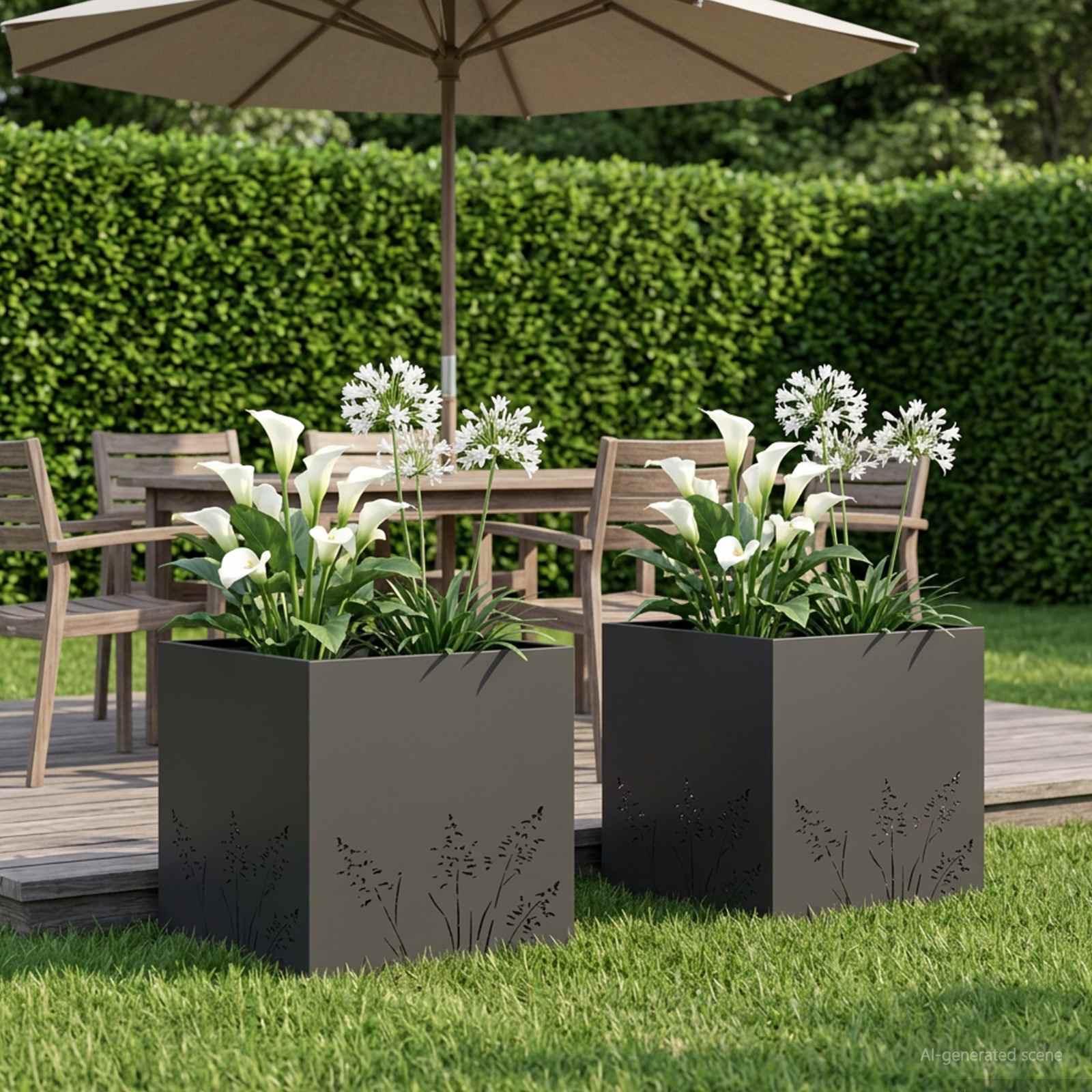 Vaso da giardino 2 pz Nero 50 x 50 x 49 cm