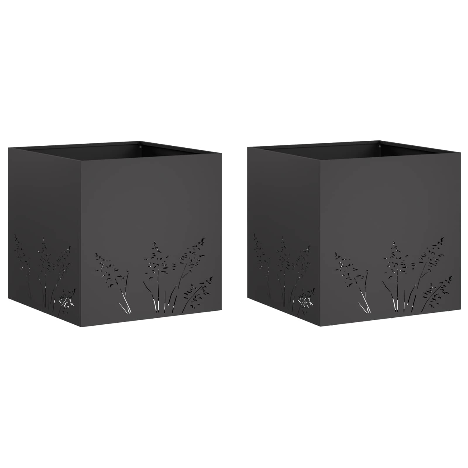 Vaso da giardino 2 pz Nero 50 x 50 x 49 cm