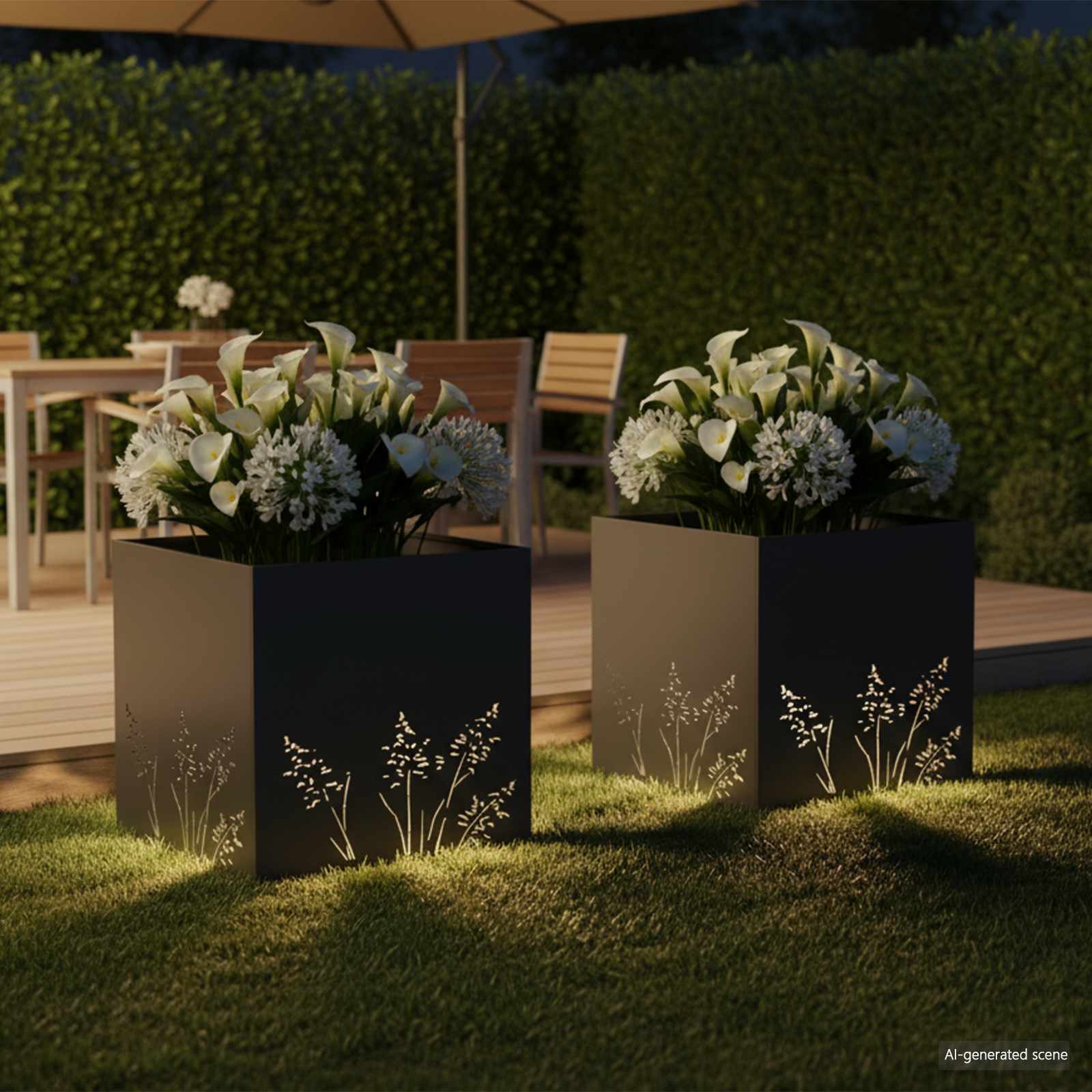 Vaso da giardino 2 pz Nero 50 x 50 x 49 cm