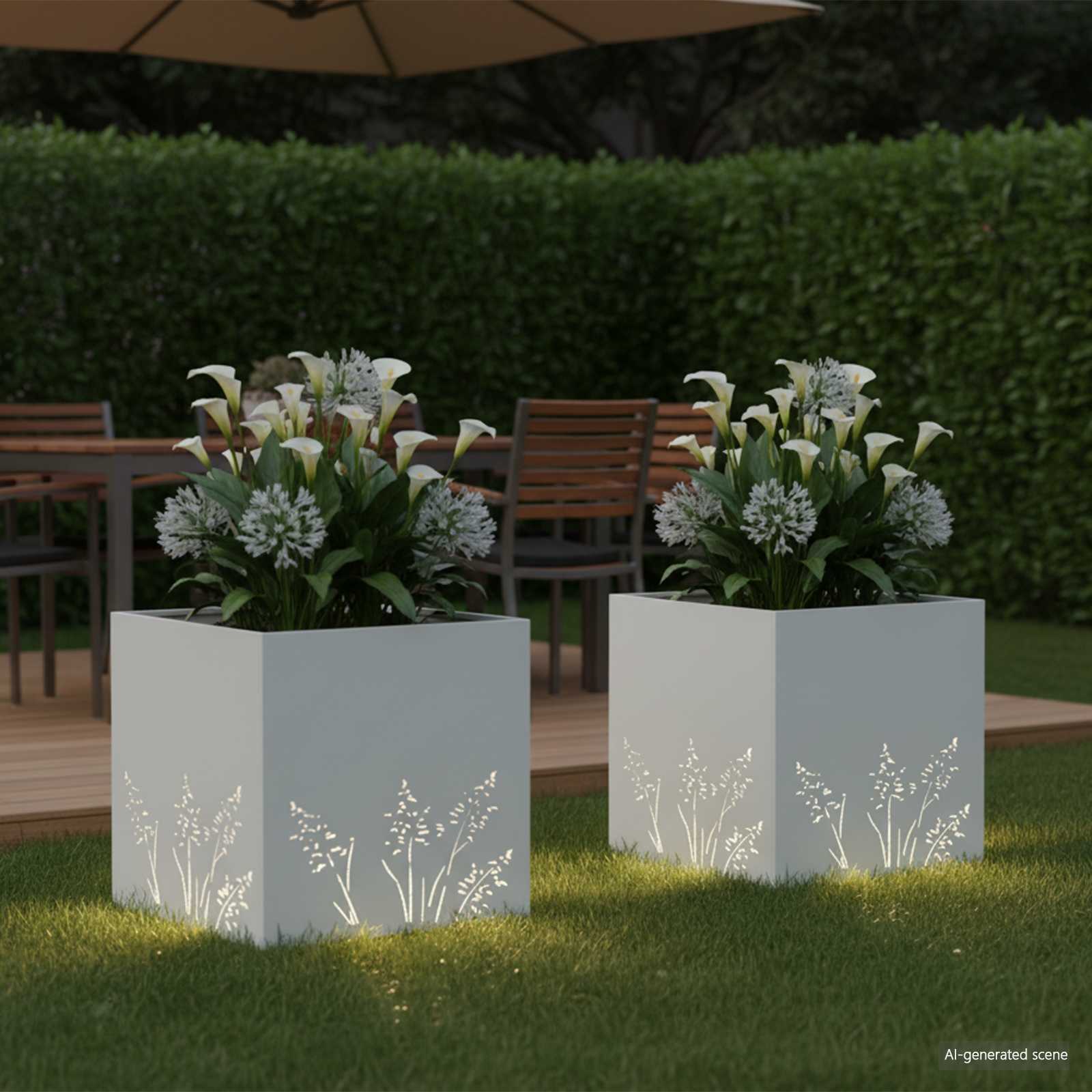Vaso da giardino 2 pz Bianco 50 x 50 x 49 cm