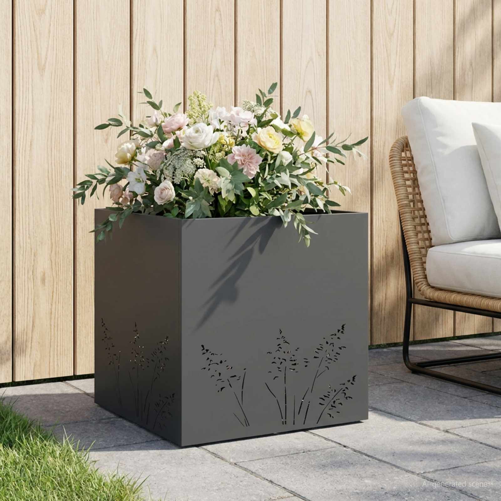 Vaso da giardino Antracite 50 x 50 x 49 cm