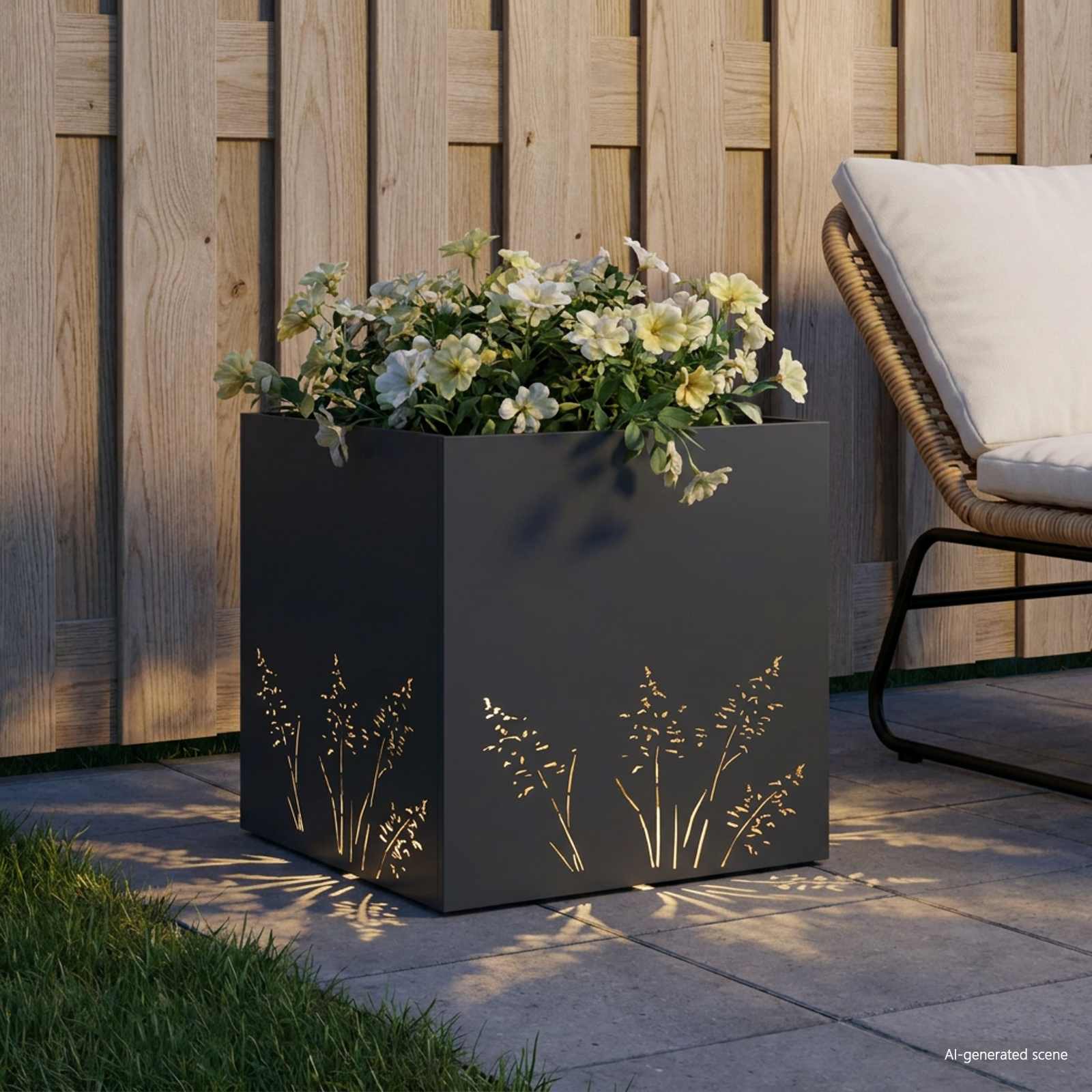 Vaso da giardino Antracite 50 x 50 x 49 cm