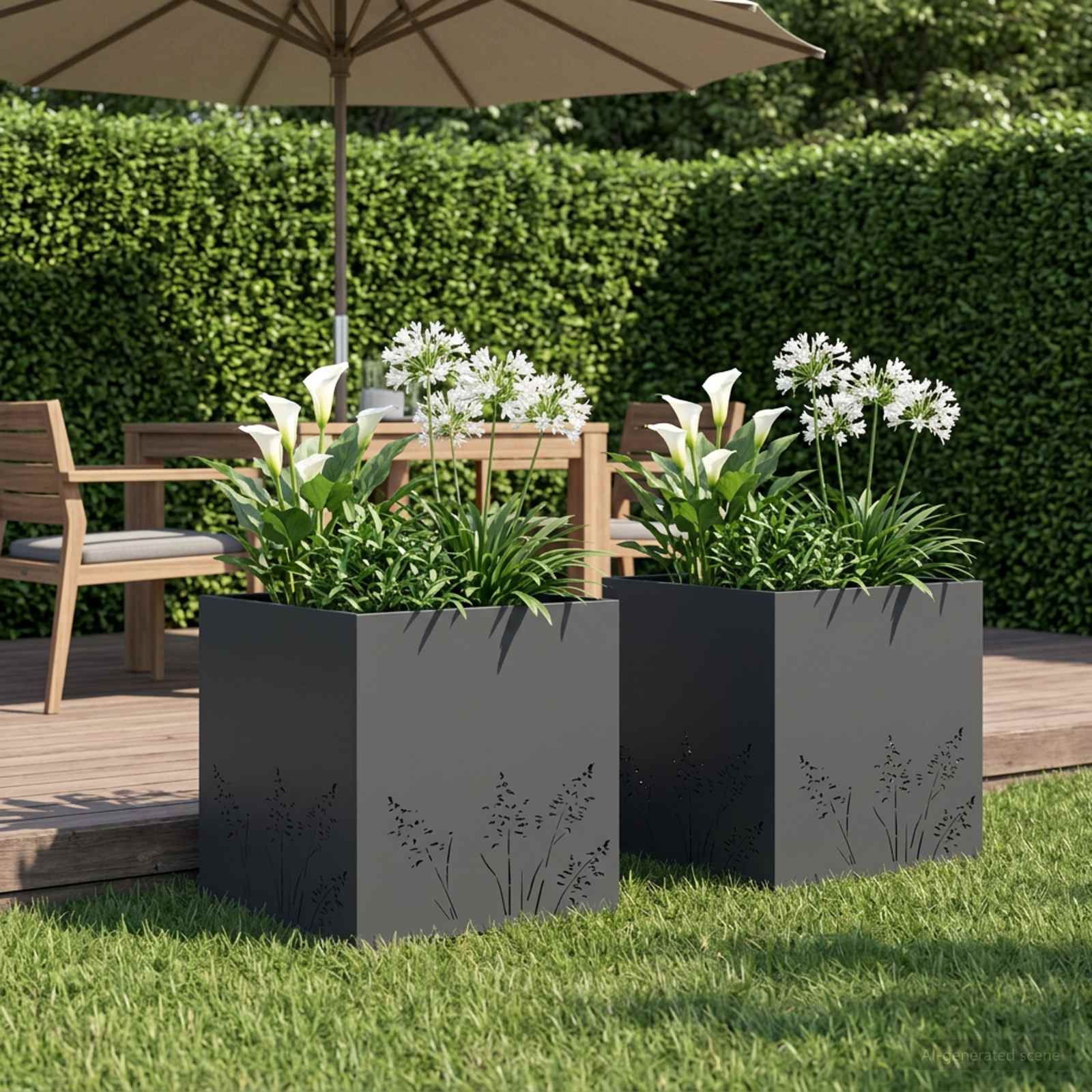 Vaso da giardino 2 pz Antracite 50 x 50 x 49 cm