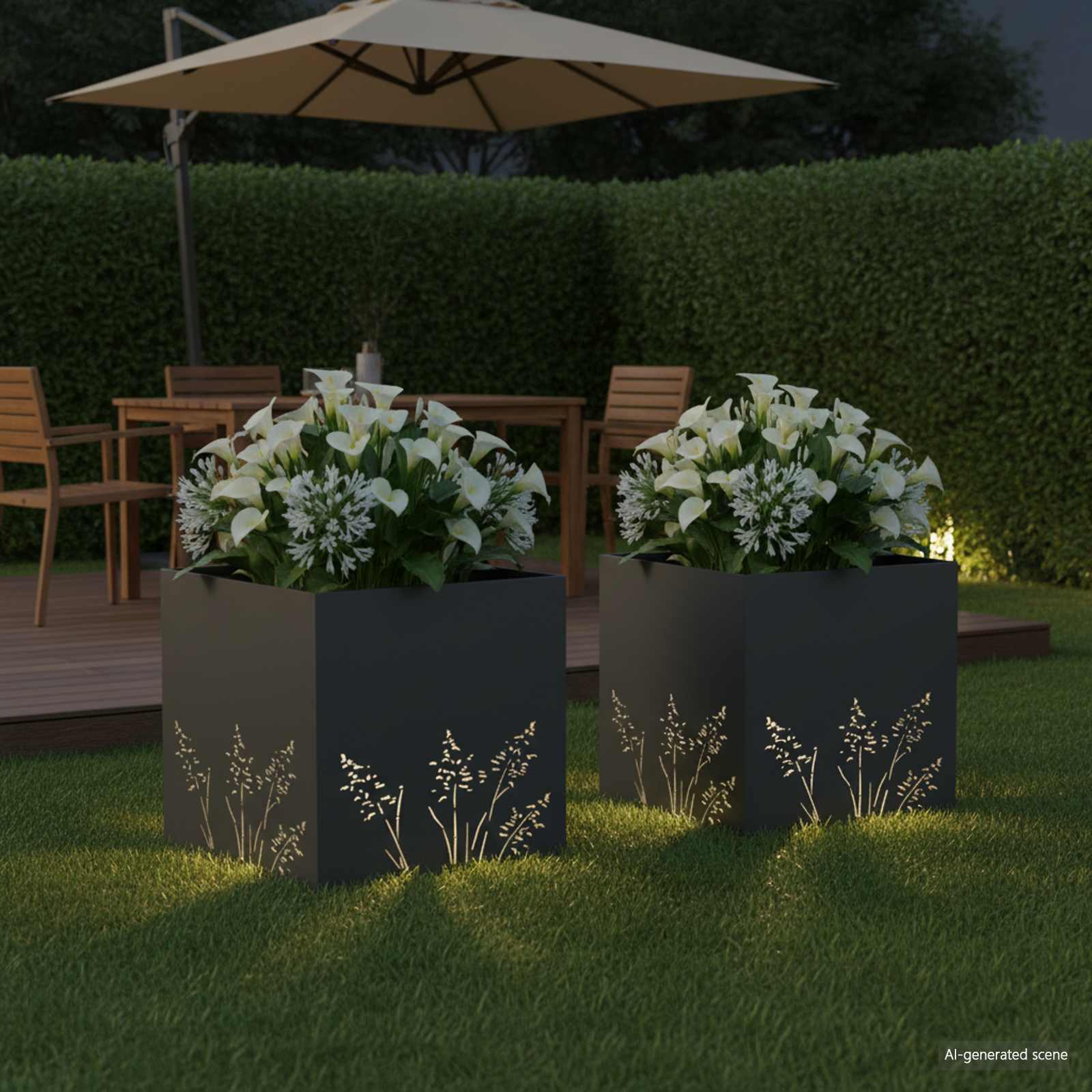 Vaso da giardino 2 pz Antracite 50 x 50 x 49 cm