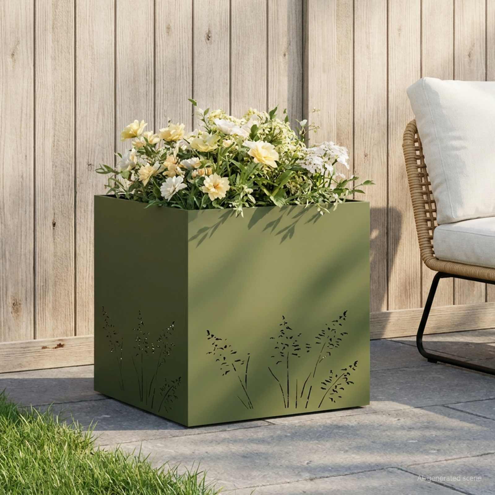 Vaso da giardino Verde Oliva 50 x 50 x 49 cm