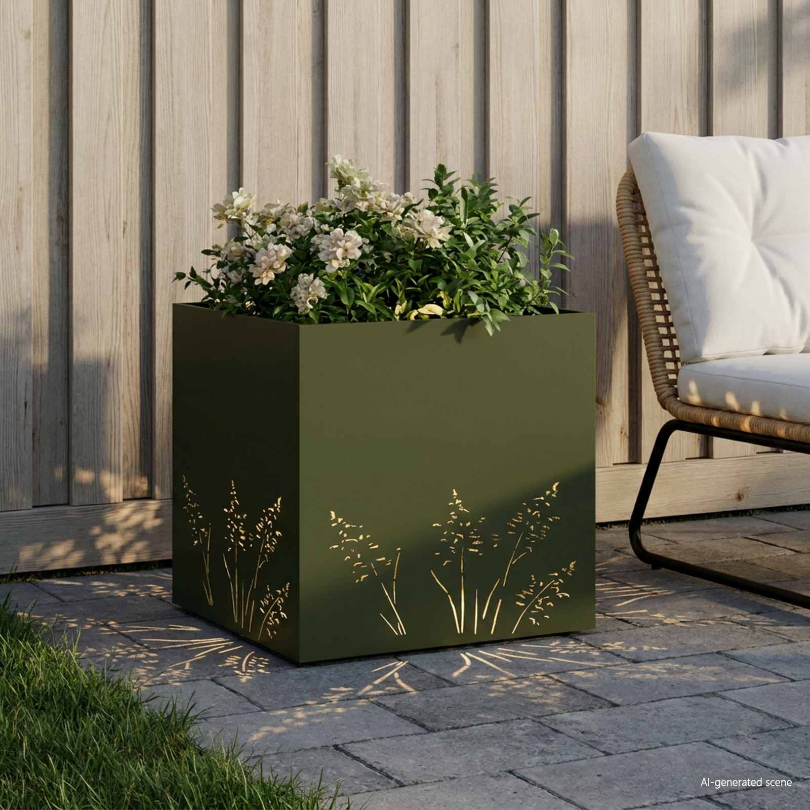 Vaso da giardino Verde Oliva 50 x 50 x 49 cm