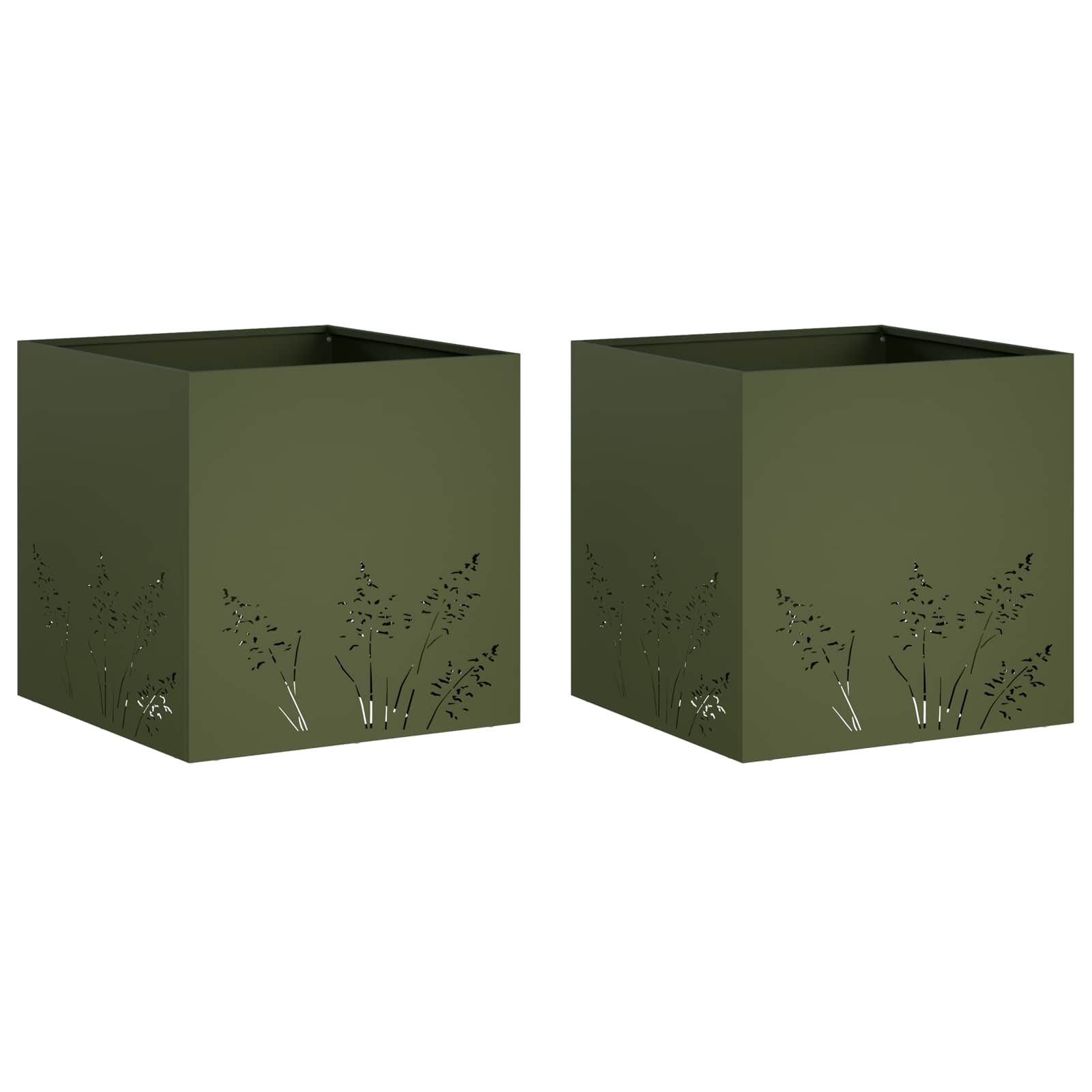 Vaso da giardino 2 pz Verde Oliva 50 x 50 x 49 cm