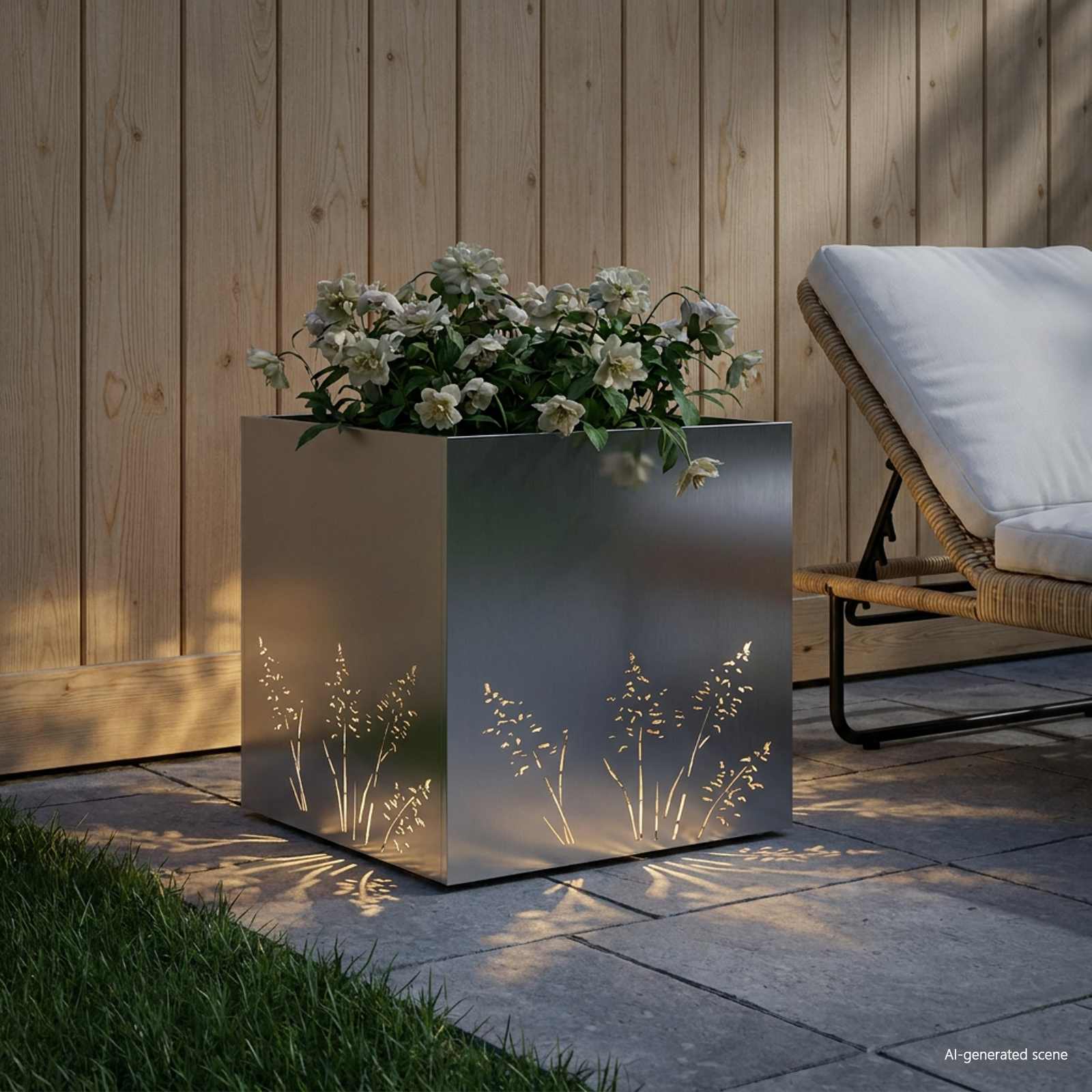 Vaso da giardino Argento 50 x 50 x 49 cm Acciaio Inox
