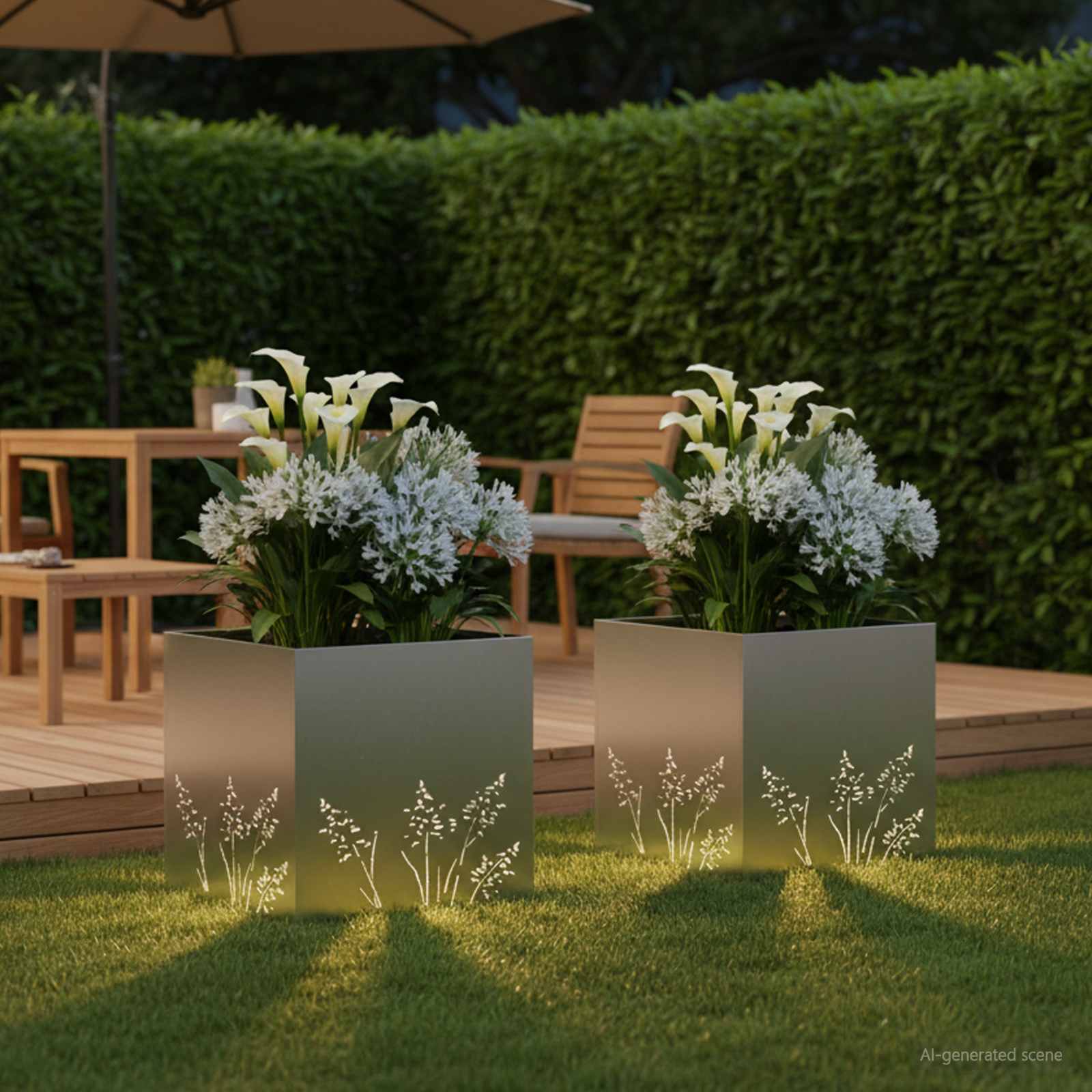 Vaso da giardino 2 pz Argento 50 x 50 x 49 cm Acciaio Inox