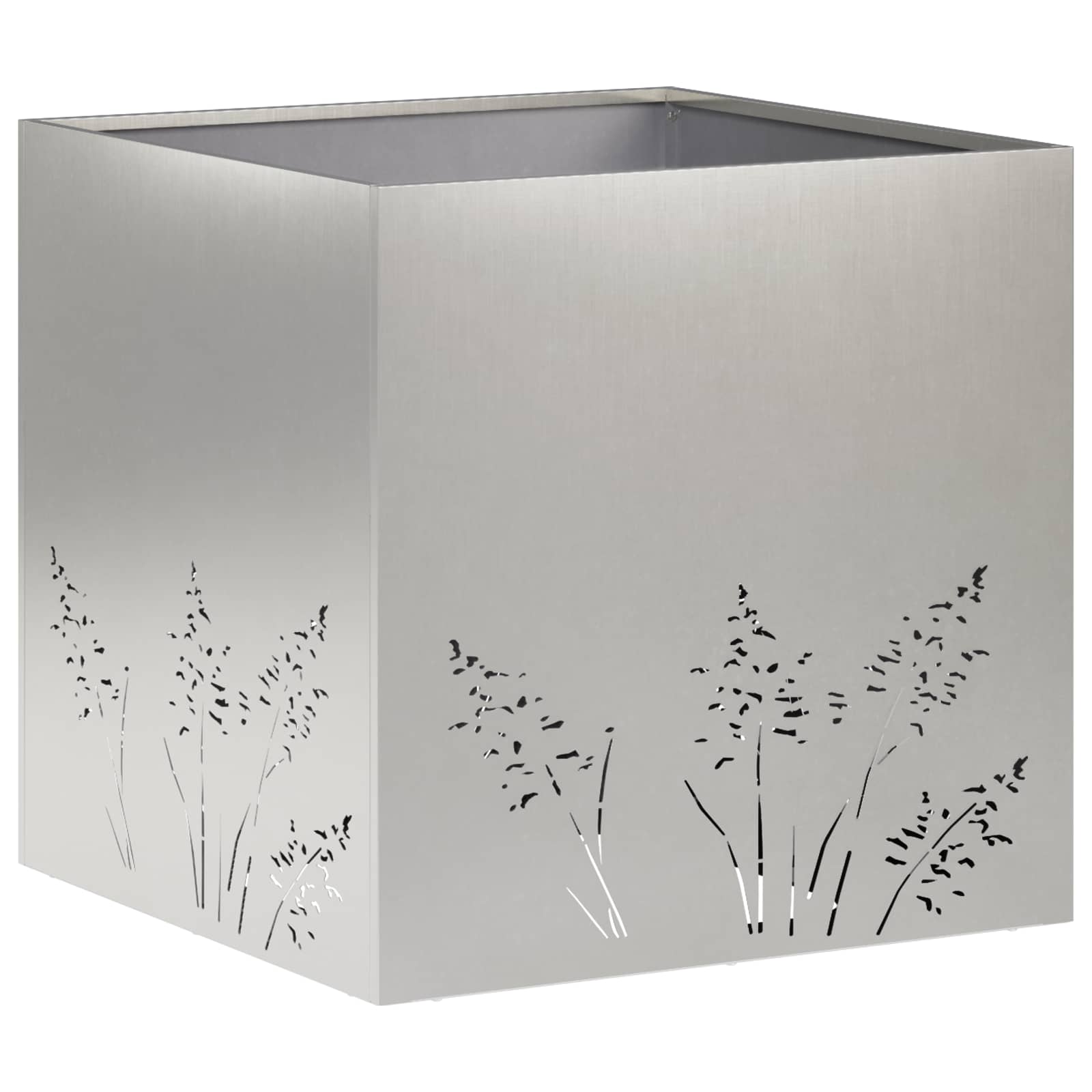 Vaso da giardino 2 pz Argento 50 x 50 x 49 cm Acciaio Inox